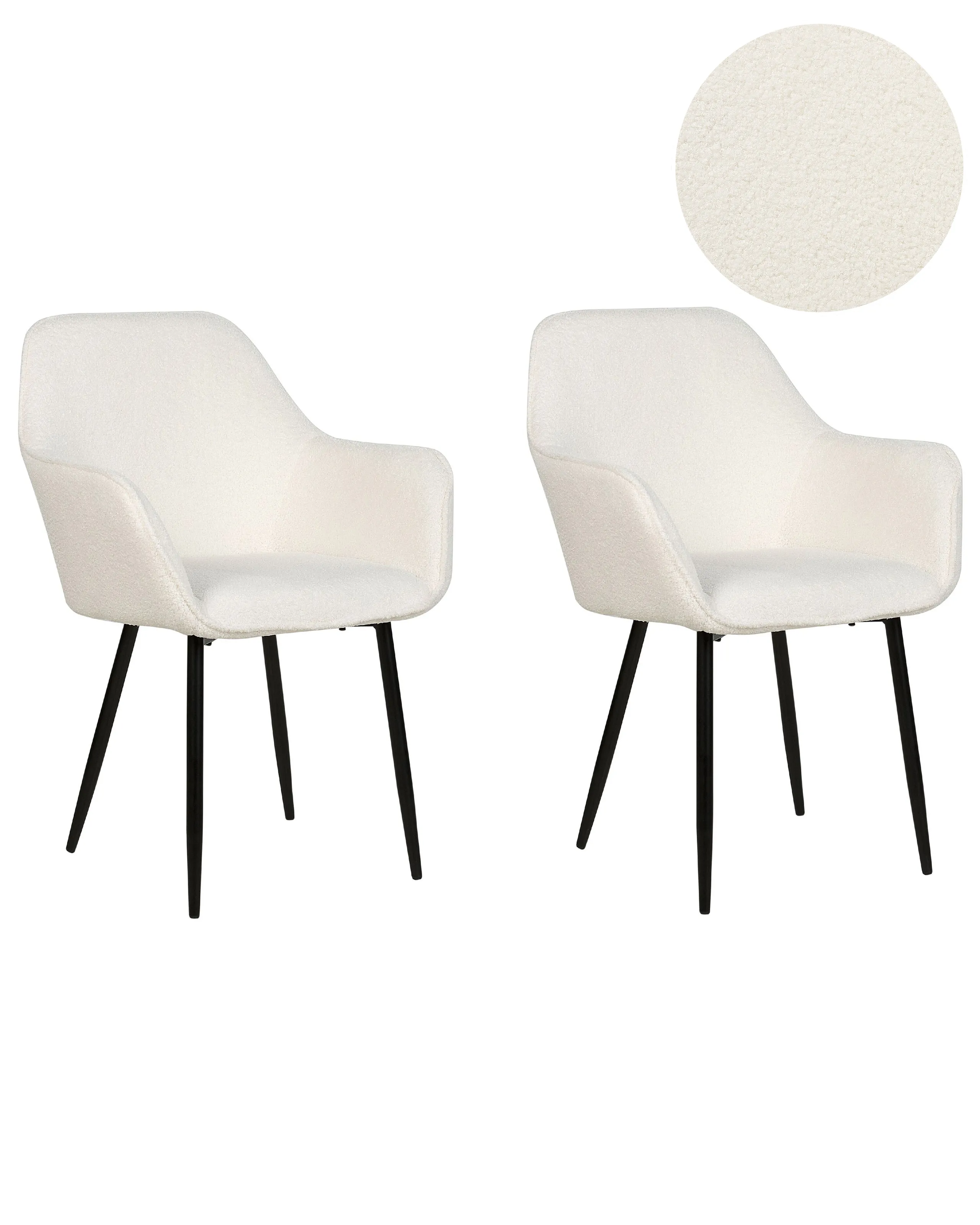Conjunto de 2 sillas de comedor ALDEN II Bouclé Blanco