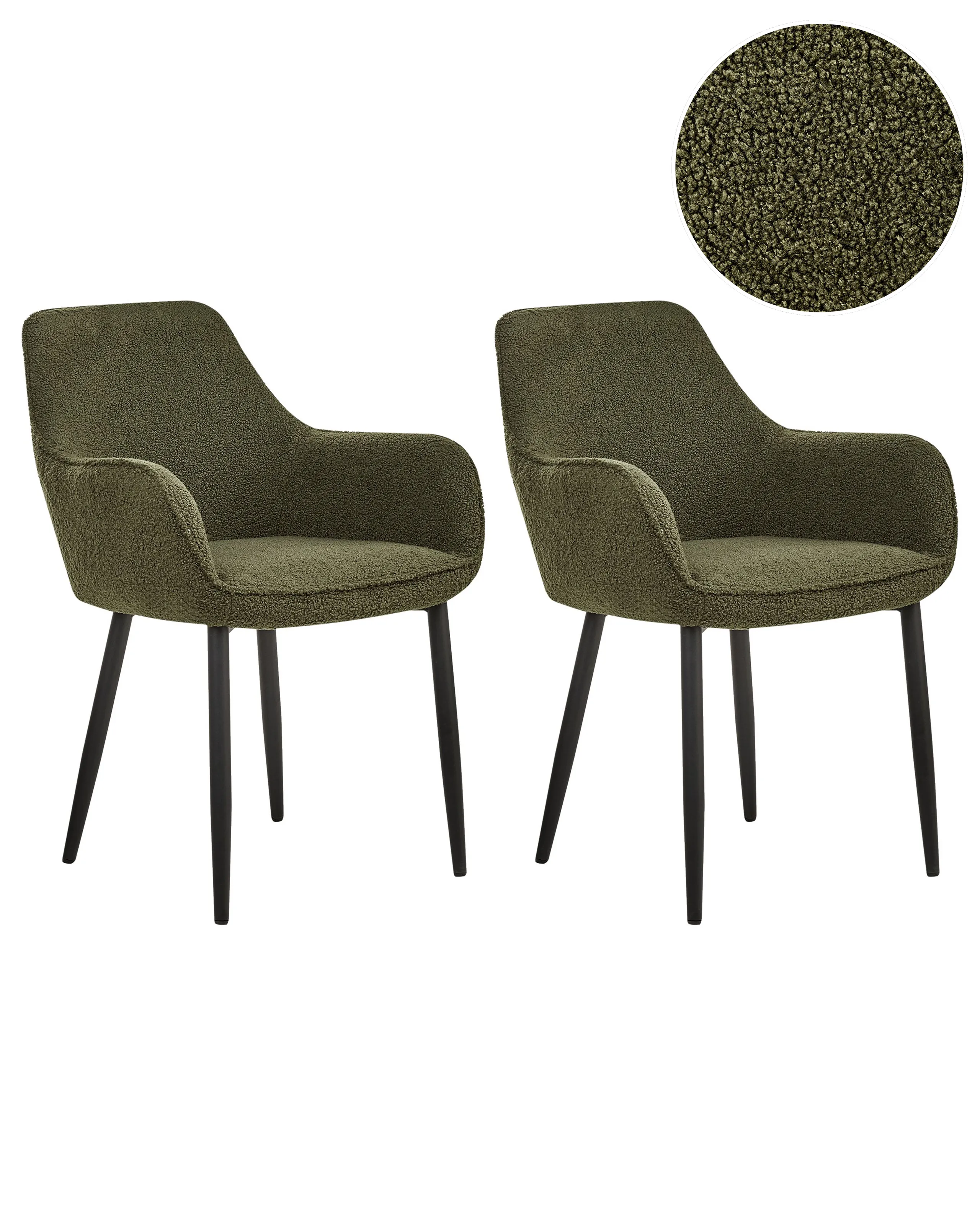 Conjunto de 2 sillas de comedor ALDEN Bouclé Verde oscuro