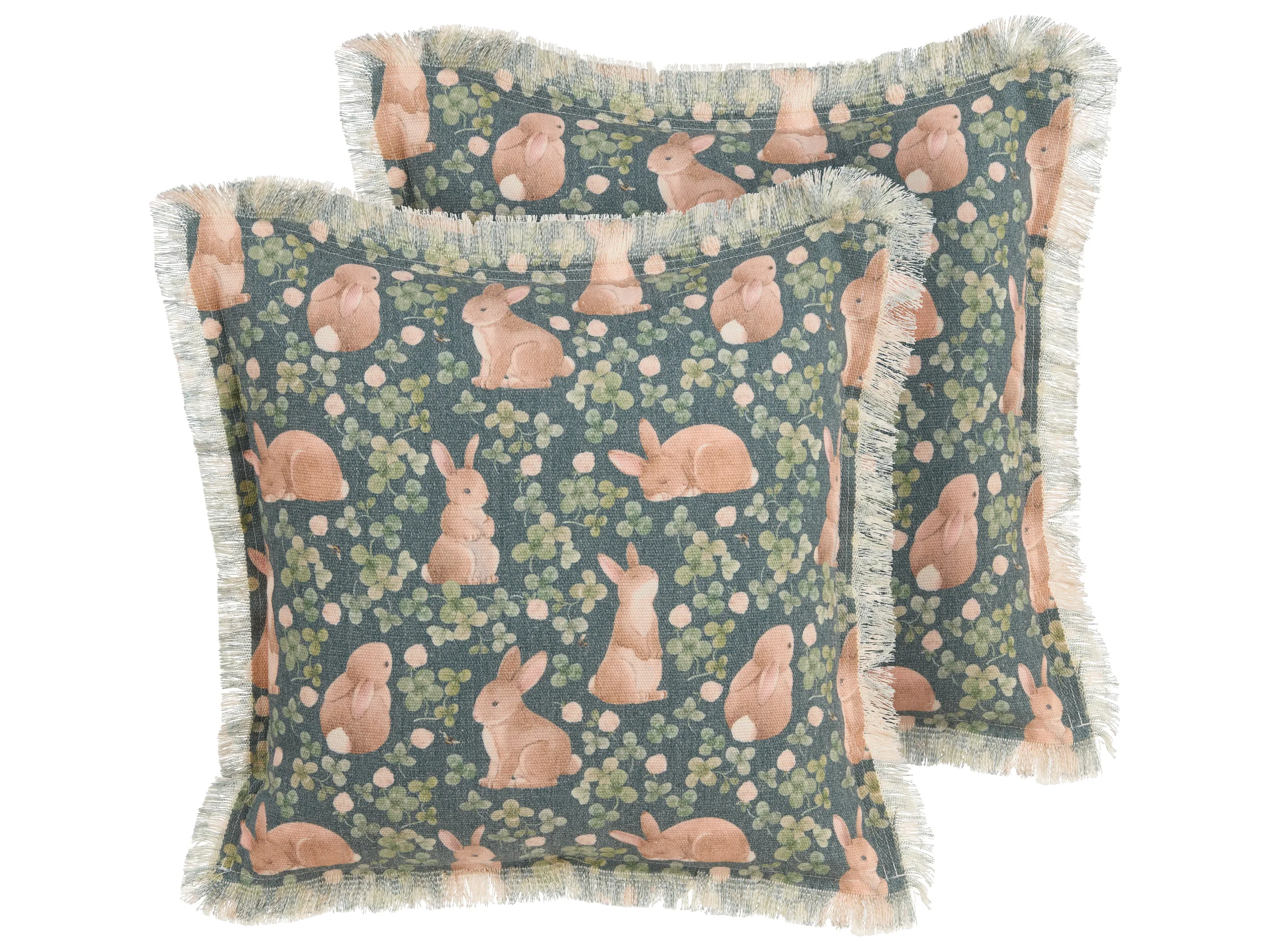 Conjunto de 2 cojines decorativos ALSTROEMERIA Algodón 45 x 45 cm Verde Patrón animal