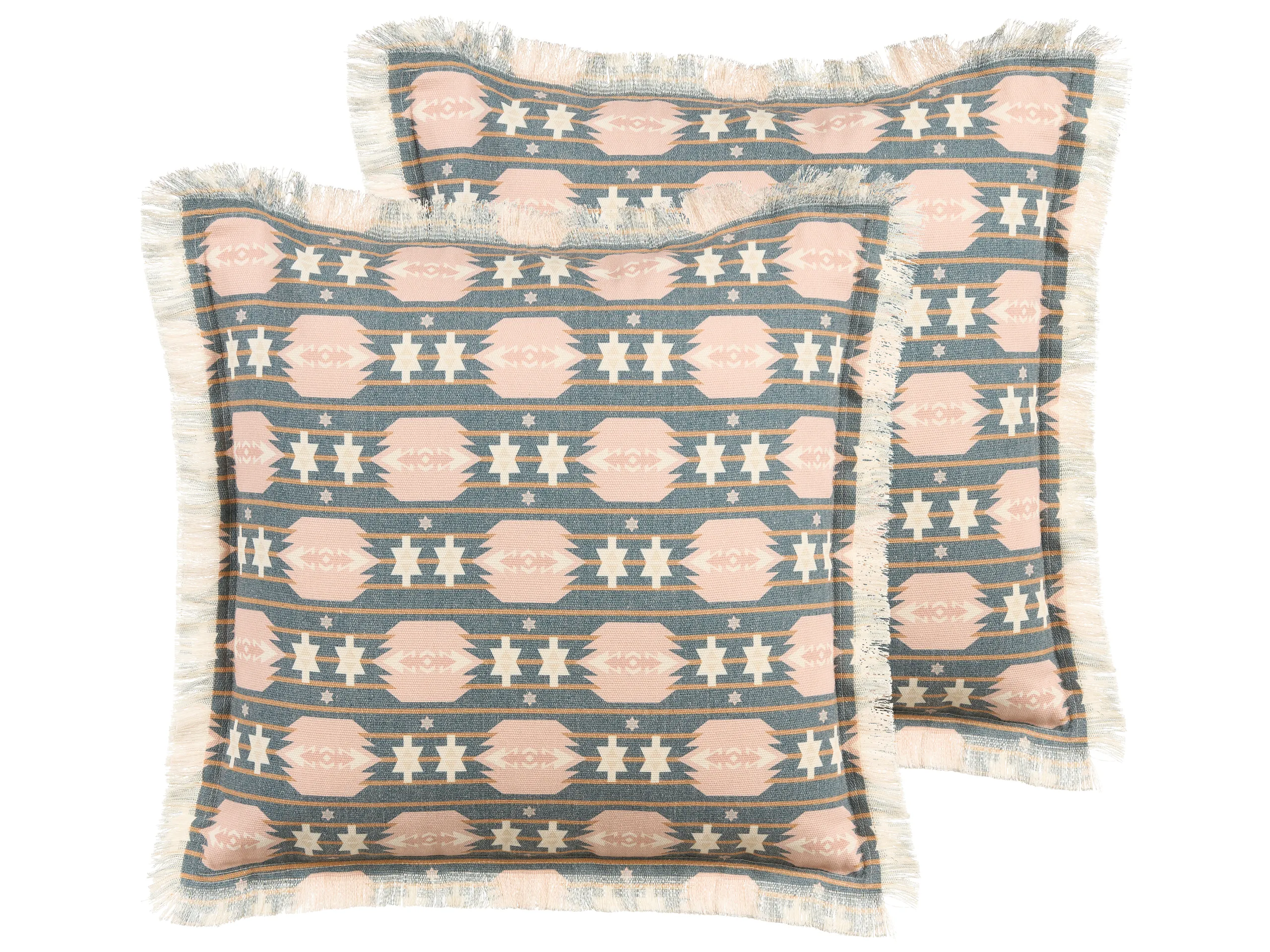 Conjunto de 2 cojines decorativos DIANTHUS 60 x 60 cm Multicolor Patrón geométrico