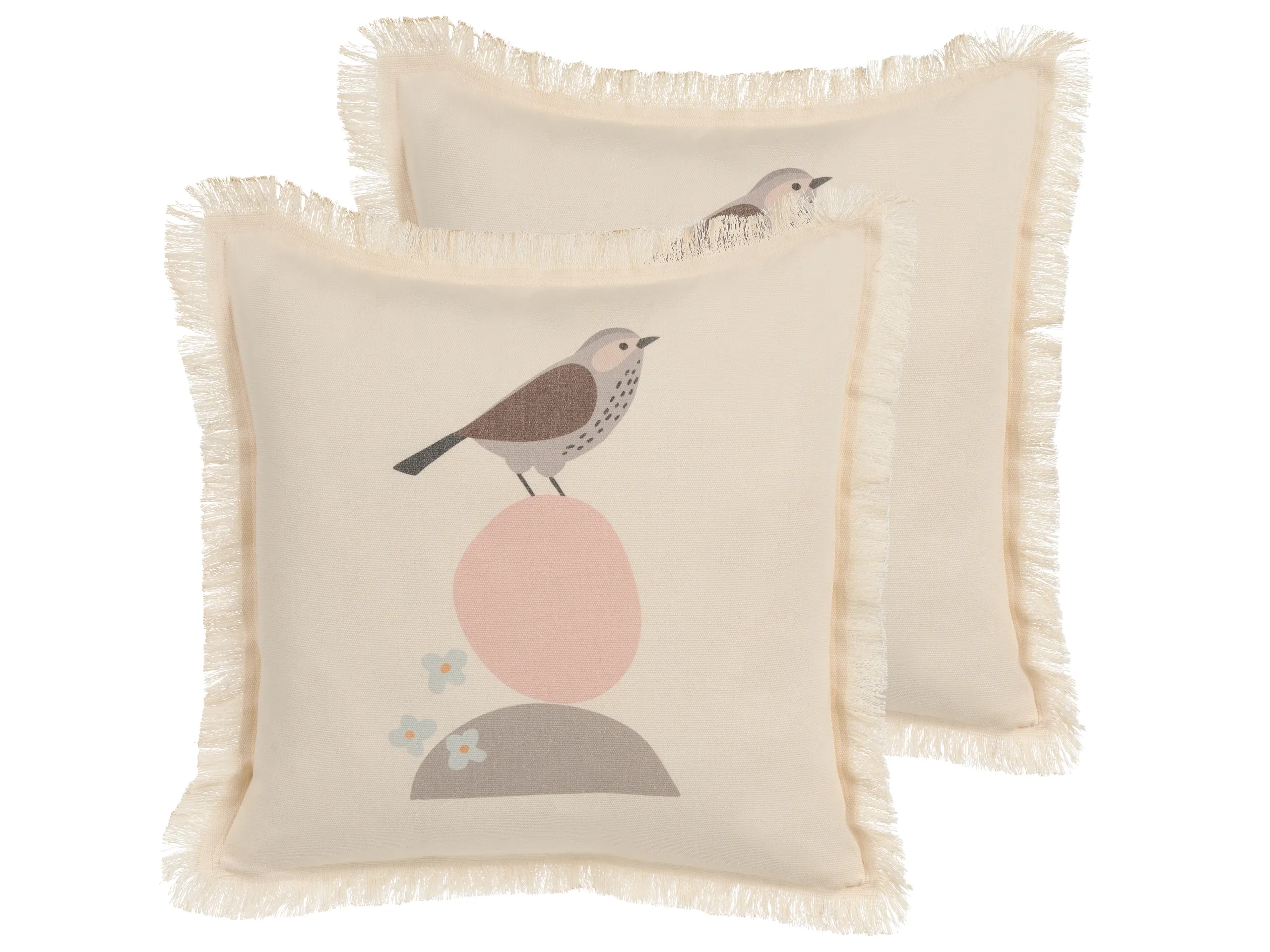 Conjunto de 2 cojines decorativos WATTLE 60 x 60 cm Beige claro Patrón animal