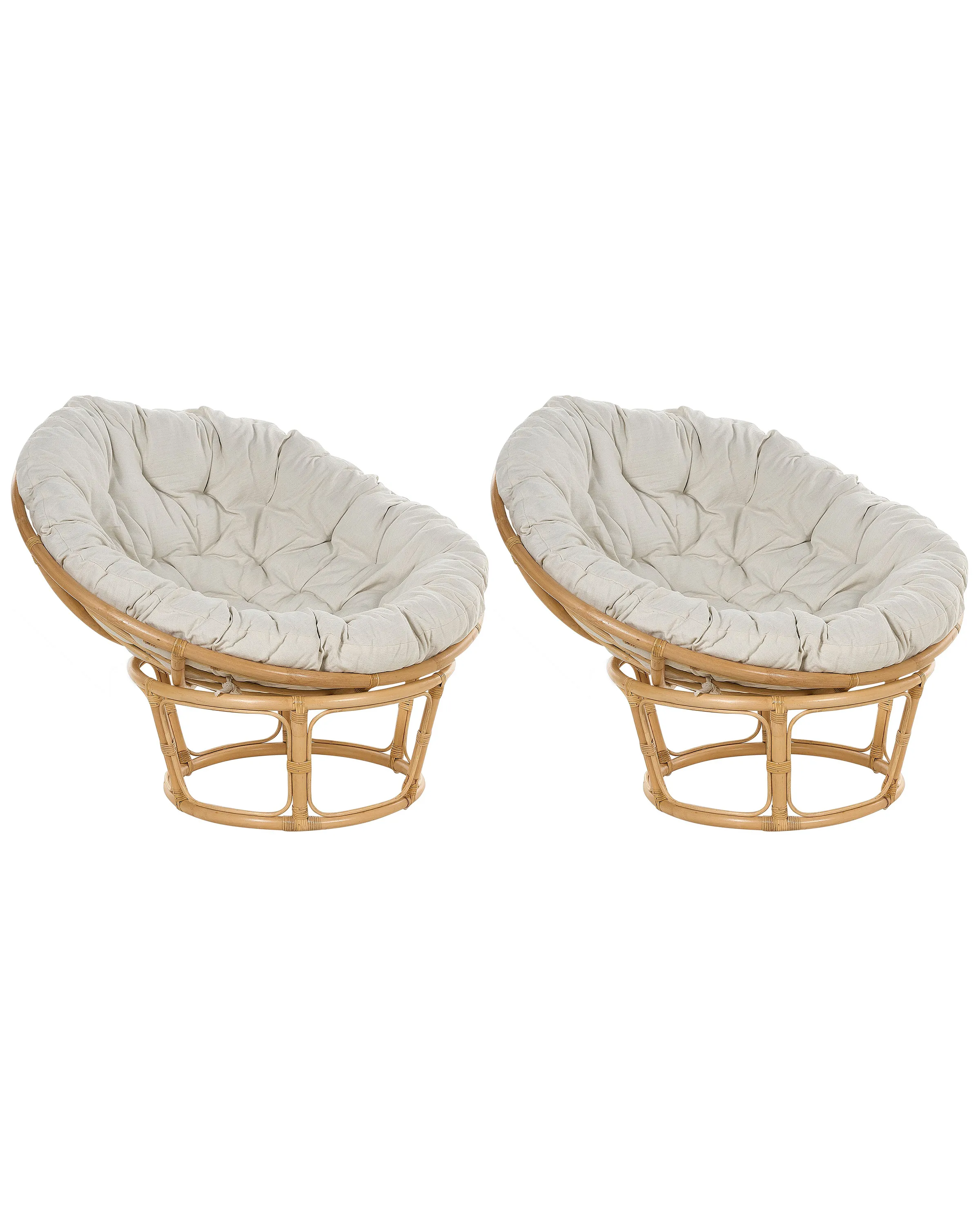 Conjunto de 2 sillones de jardín con cojines SALVO Ratán Natural