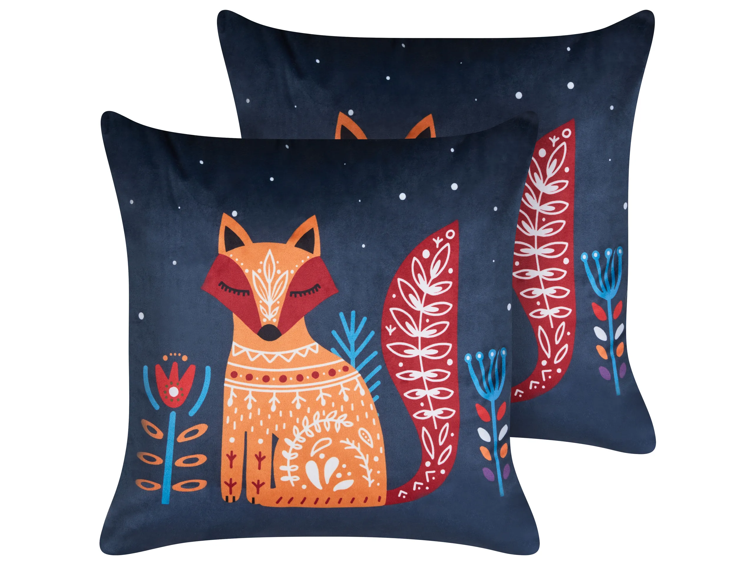 Conjunto de 2 cojines decorativos FIRESPIKE Terciopelo 45 x 45 cm Azul oscuro