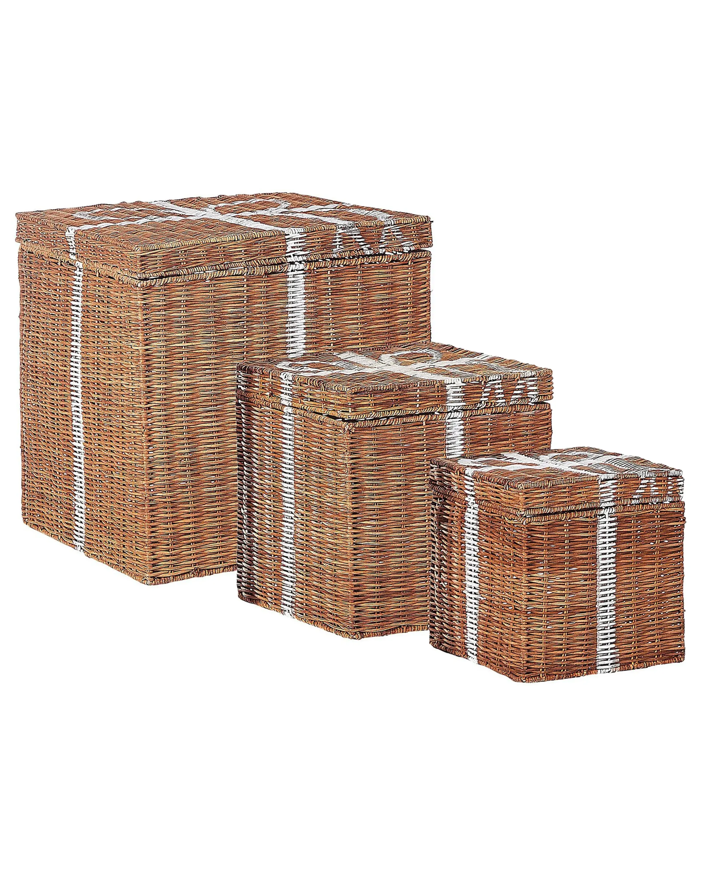 Conjunto de 3 cestas Regalos de Navidad CADEAU Ratán Natural