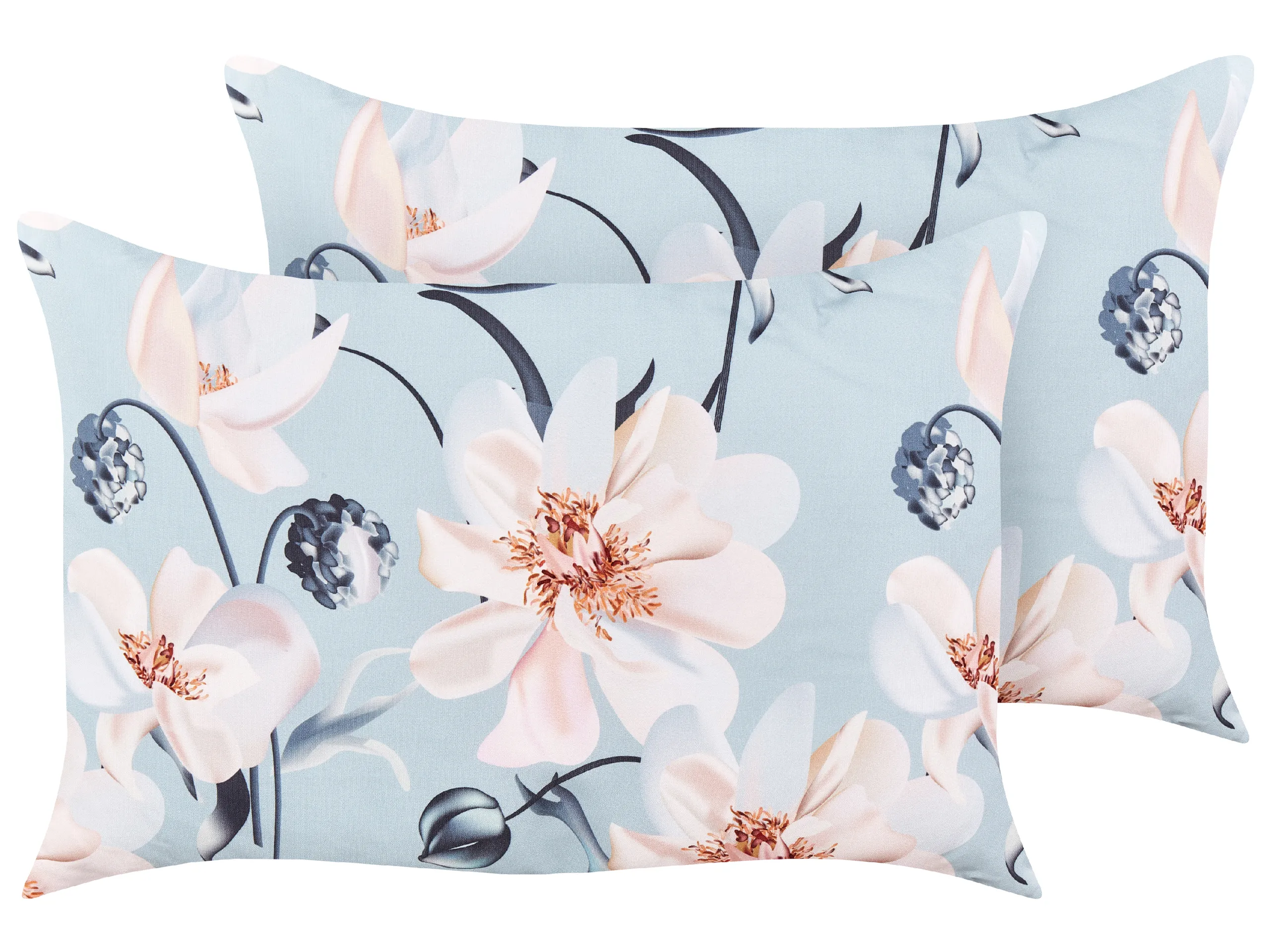 Conjunto de 2 cojines de exterior APRICALE Patrón floral 40 x 60 cm Azul