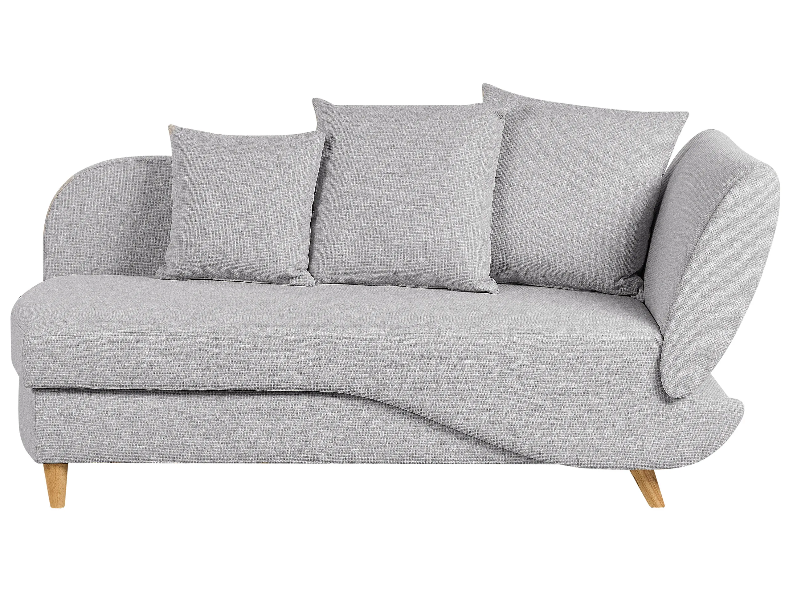 Chaise longue derecho MERI Lino sintético Gris claro con almacenaje