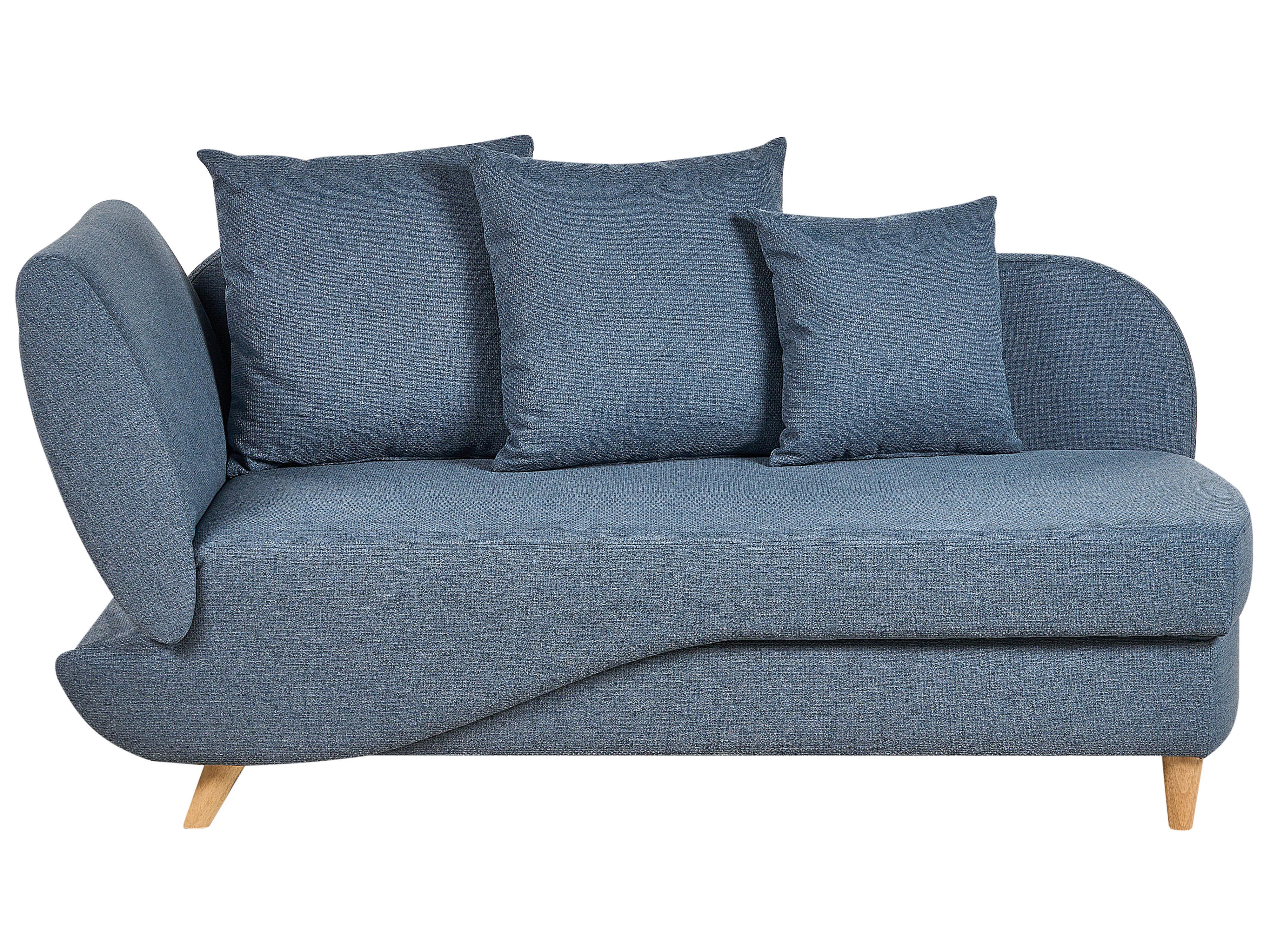 Chaise longue izquierdo MERI Lino sintético Azul oscuro con almacenaje