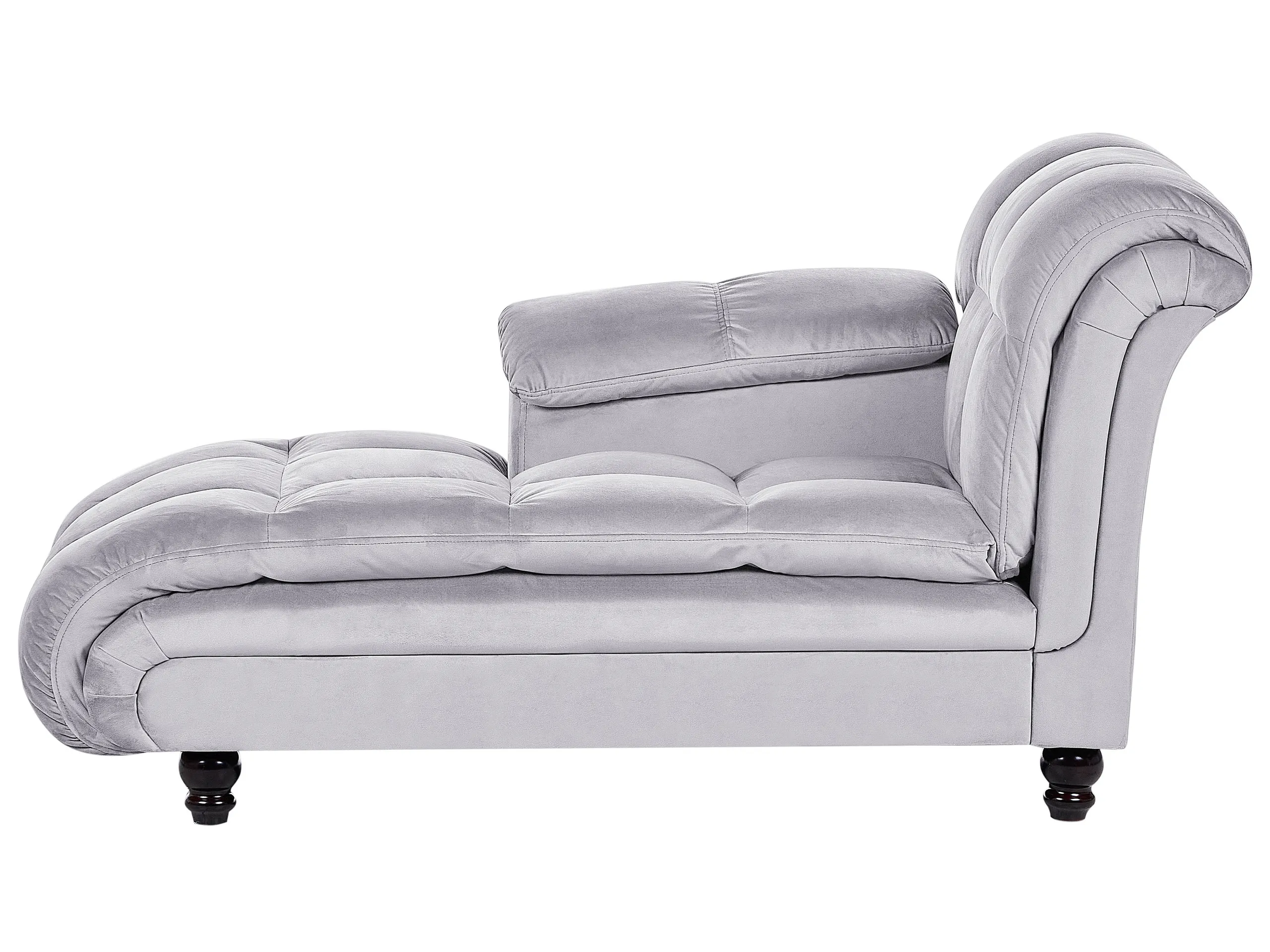 Chaise longue derecho LORMONT Terciopelo Gris claro