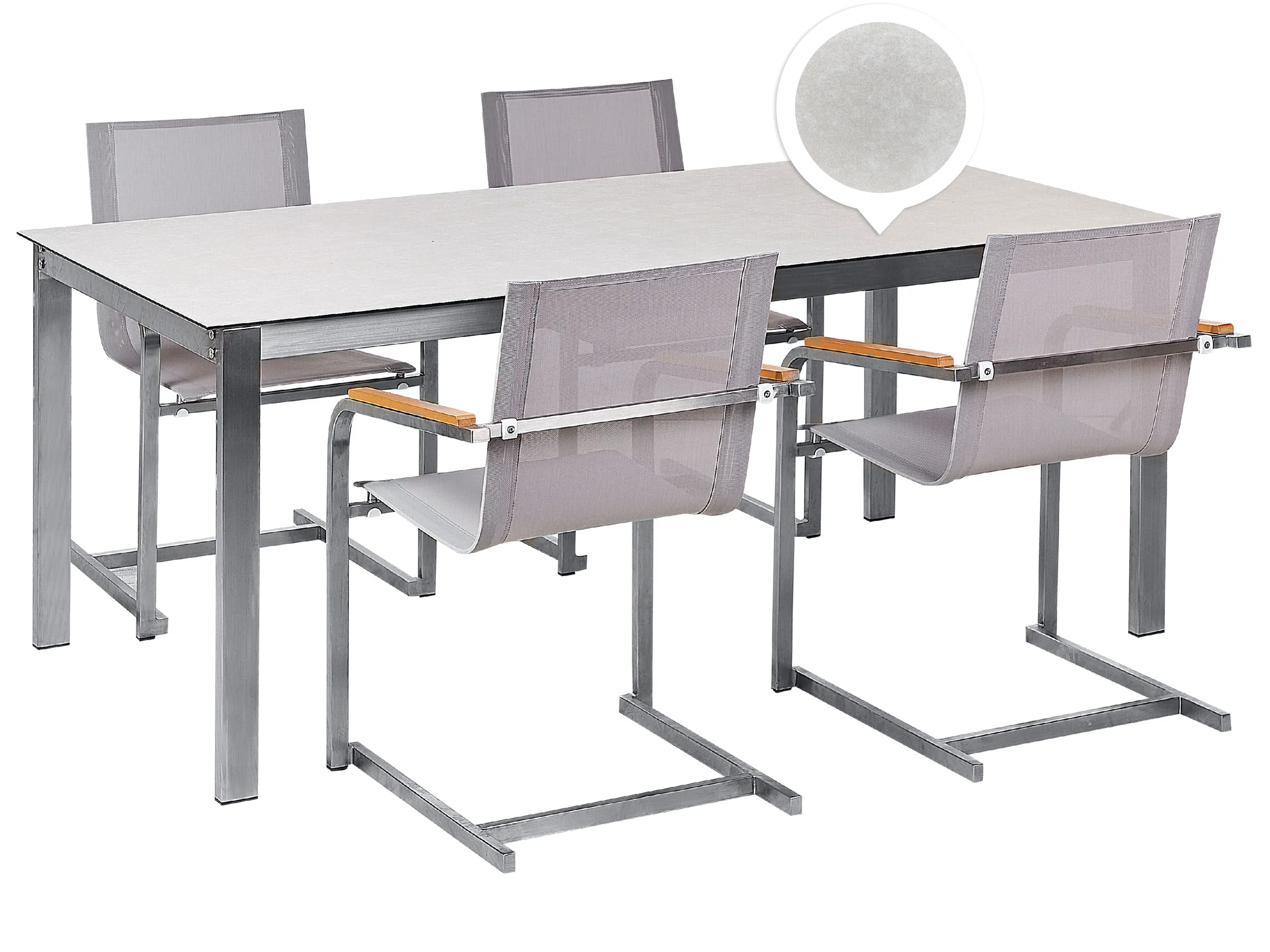 Garden Dining Set 4 Seater COSOLETO Tempered Glass White
