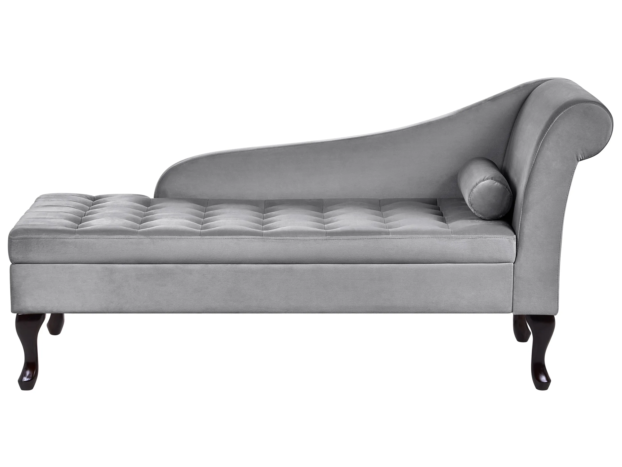 Chaise longue derecho PESSAC Terciopelo Gris claro con almacenaje