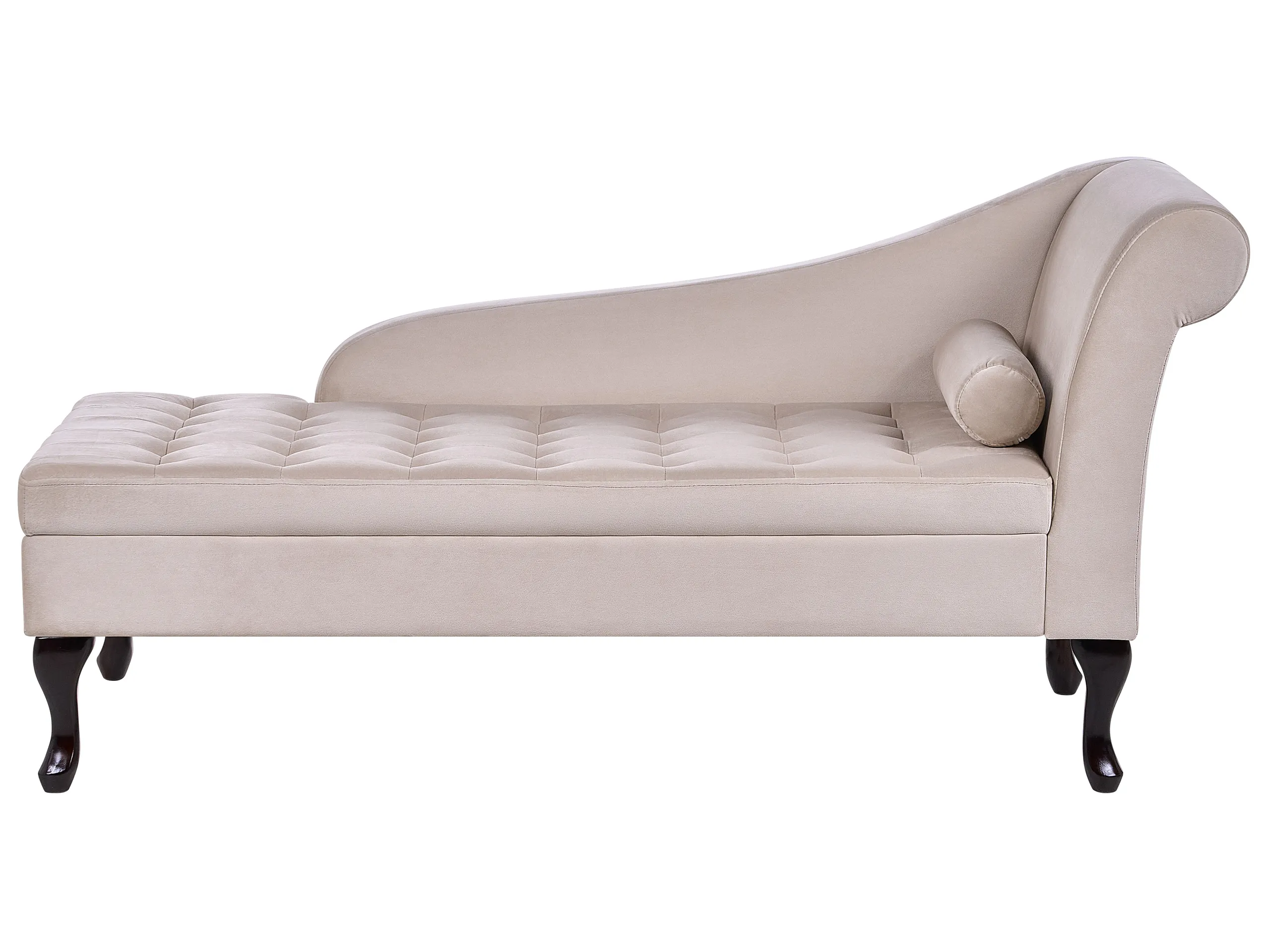Chaise longue derecho PESSAC Terciopelo Beige claro con almacenaje