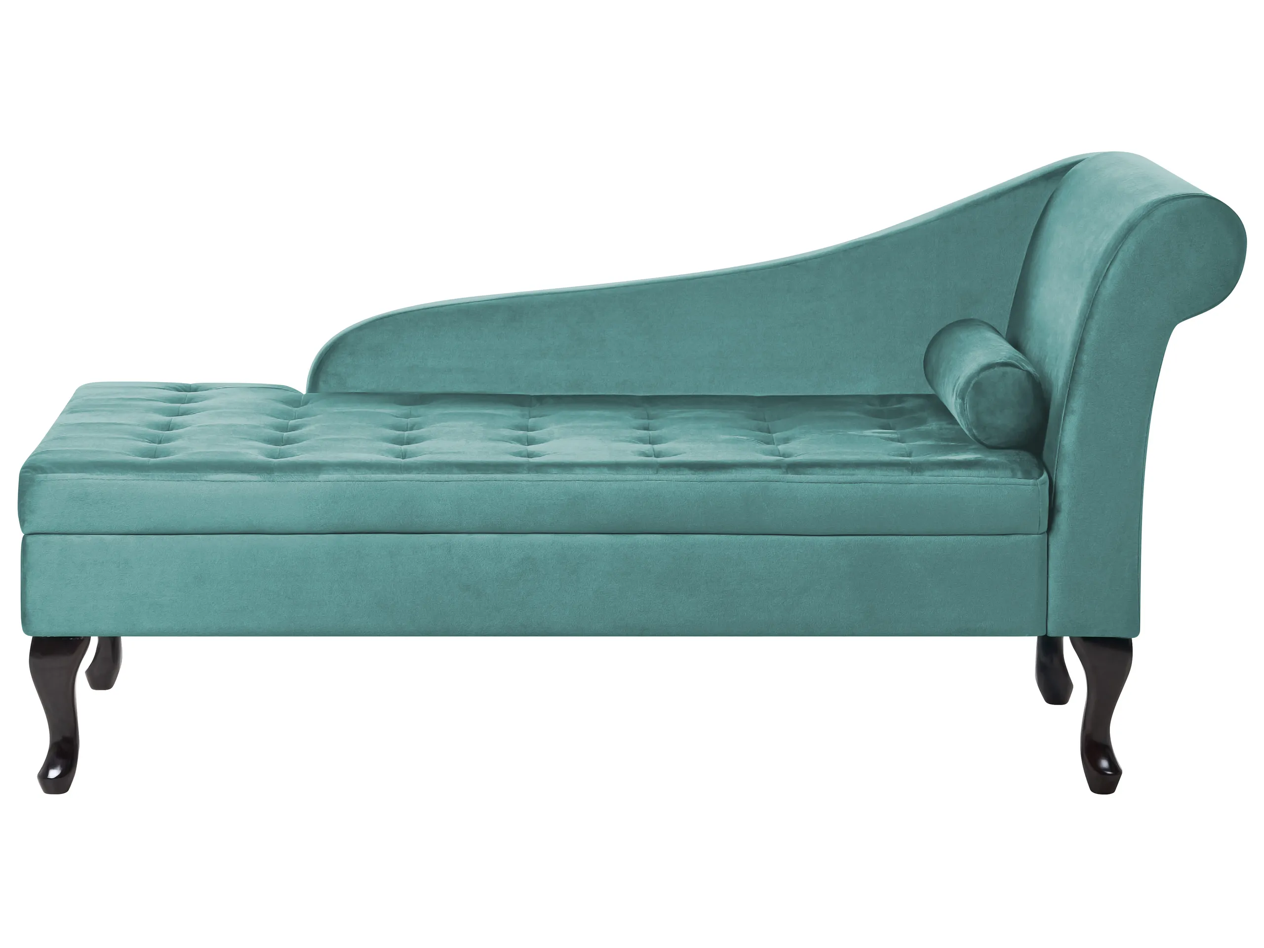 Chaise longue derecho PESSAC Terciopelo Verde azulado con almacenaje