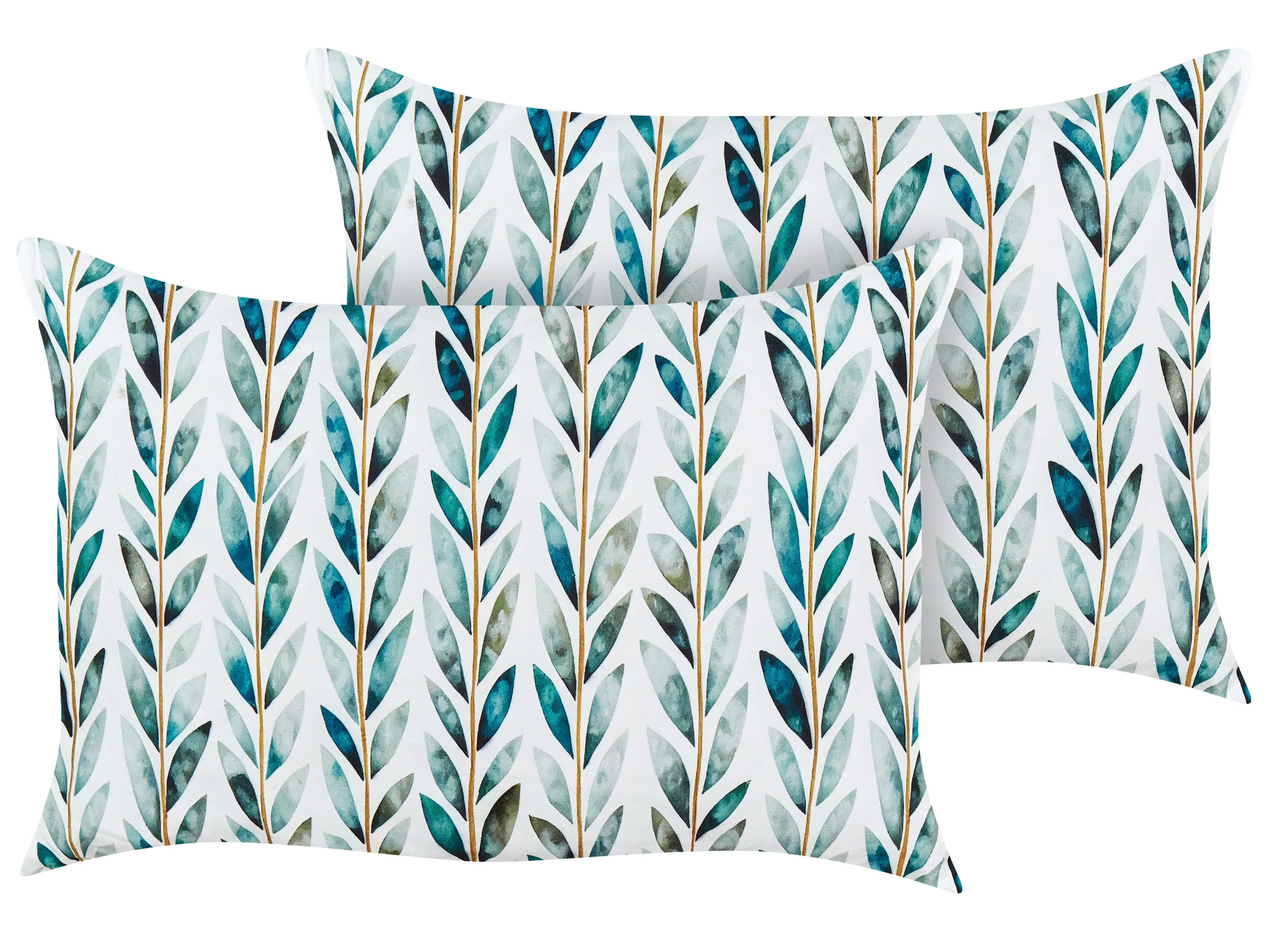 Conjunto de 2 cojines de exterior LOANO Patrón de plantas 40 x 60 cm Verde