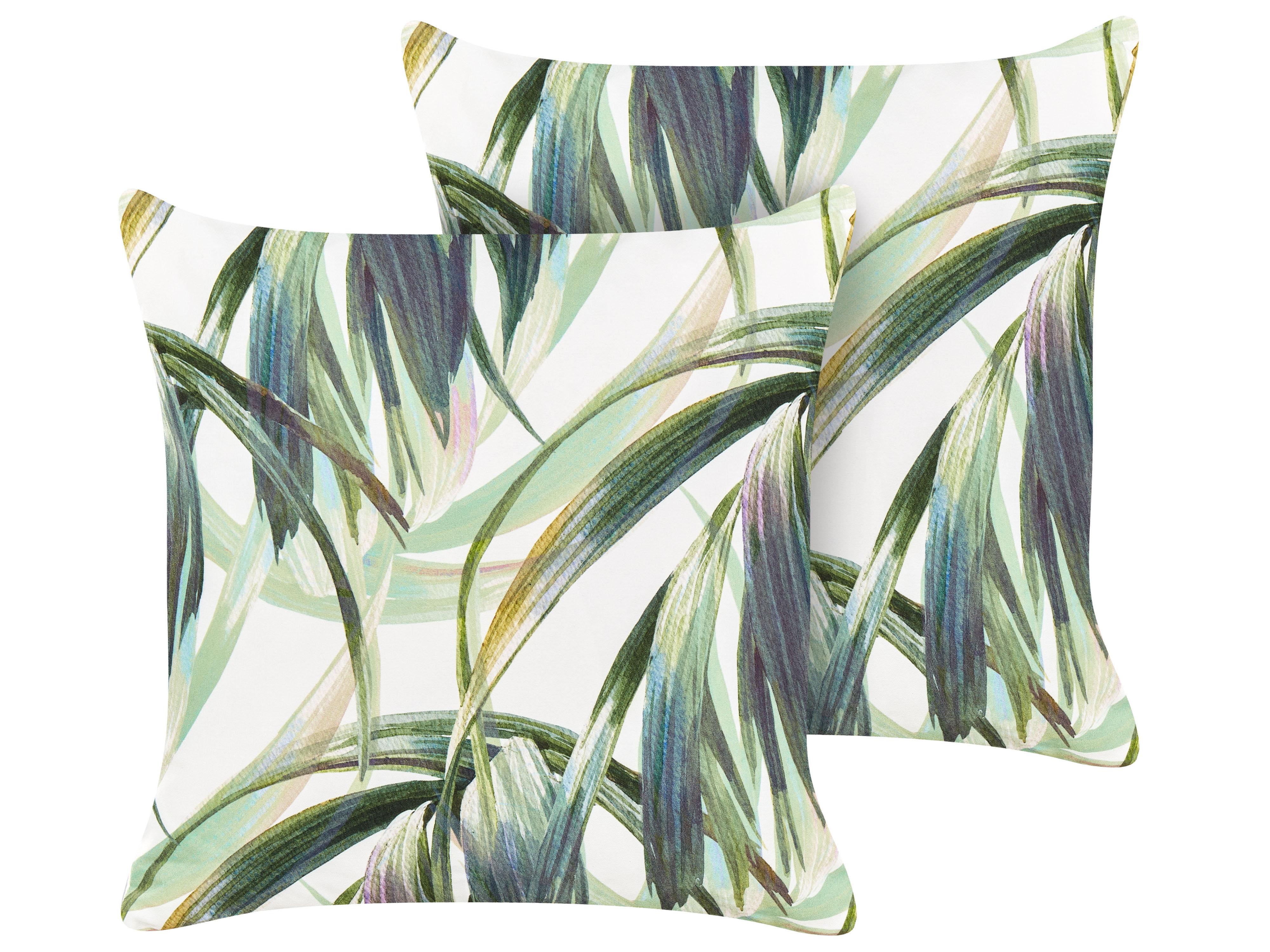 Conjunto de 2 cojines de exterior CALDERINA Patrón de plantas 45 x 45 cm Verde