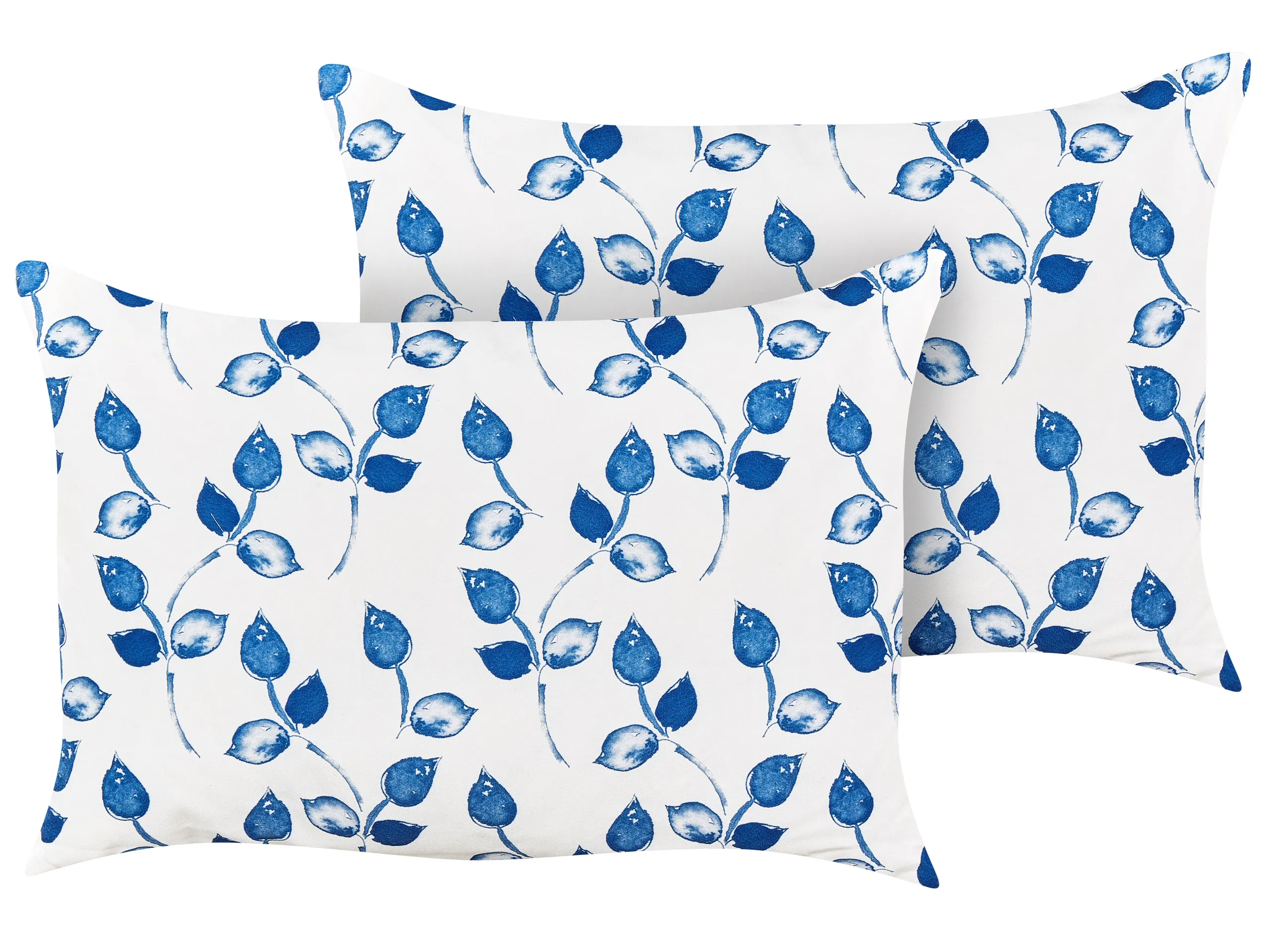 Conjunto de 2 cojines de exterior TORBORA Patrón de plantas 40 x 60 cm Blanco Azul