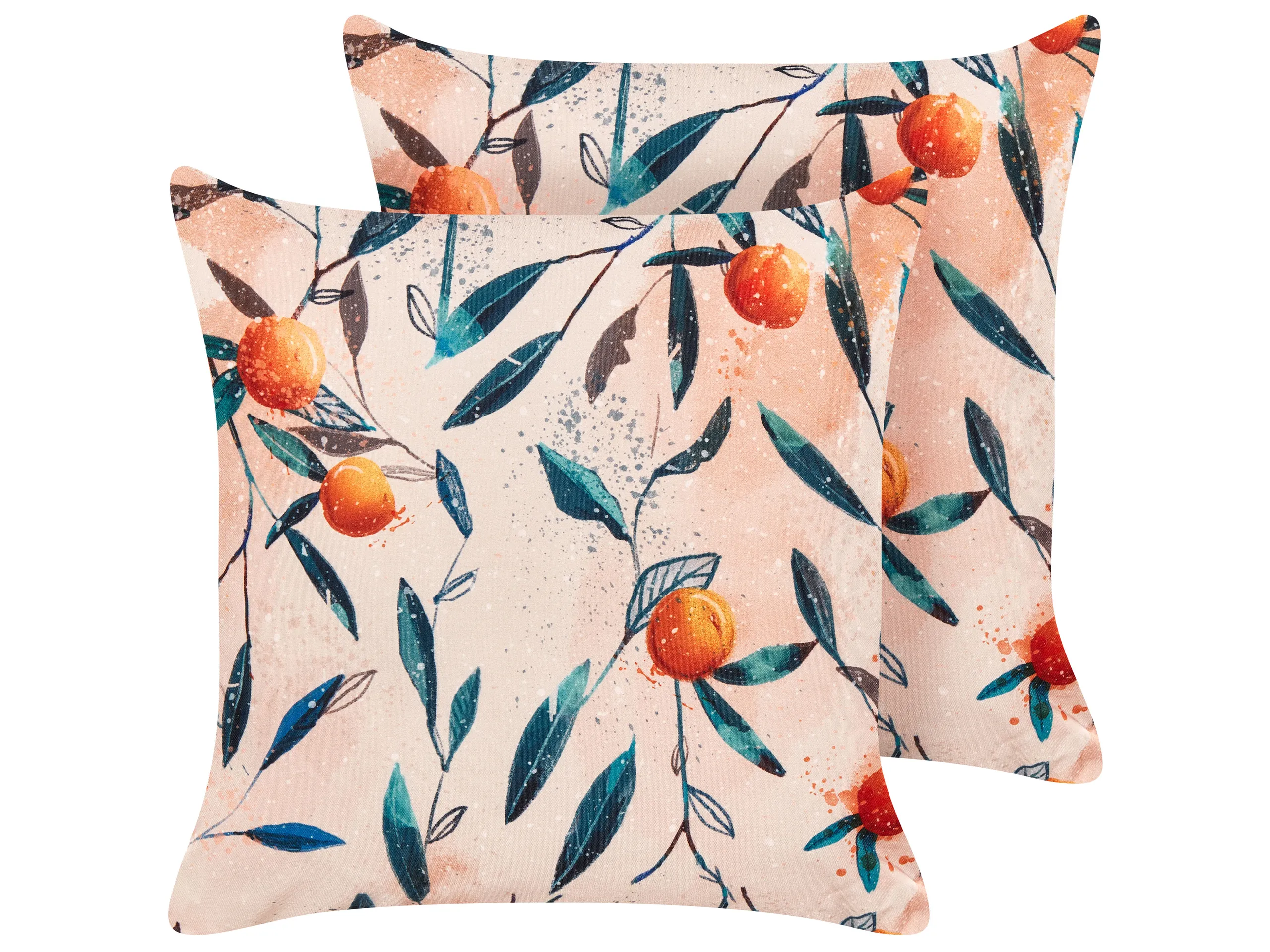 Conjunto de 2 cojines de exterior PIALPETTA Patrón de plantas 45 x 45 cm Naranja