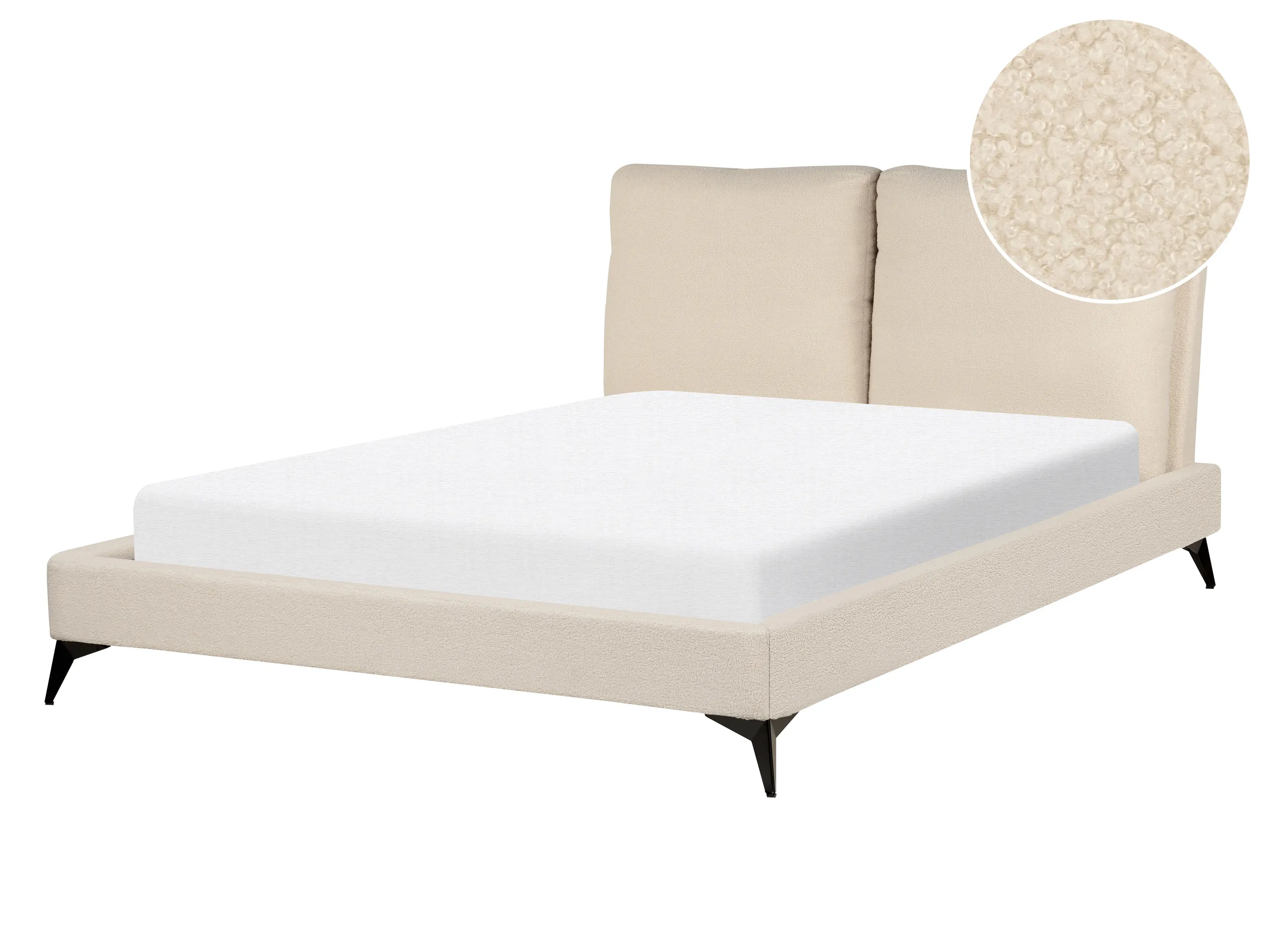 Bed Boucle MELLE 140 x 200 cm (EU Double) Beige