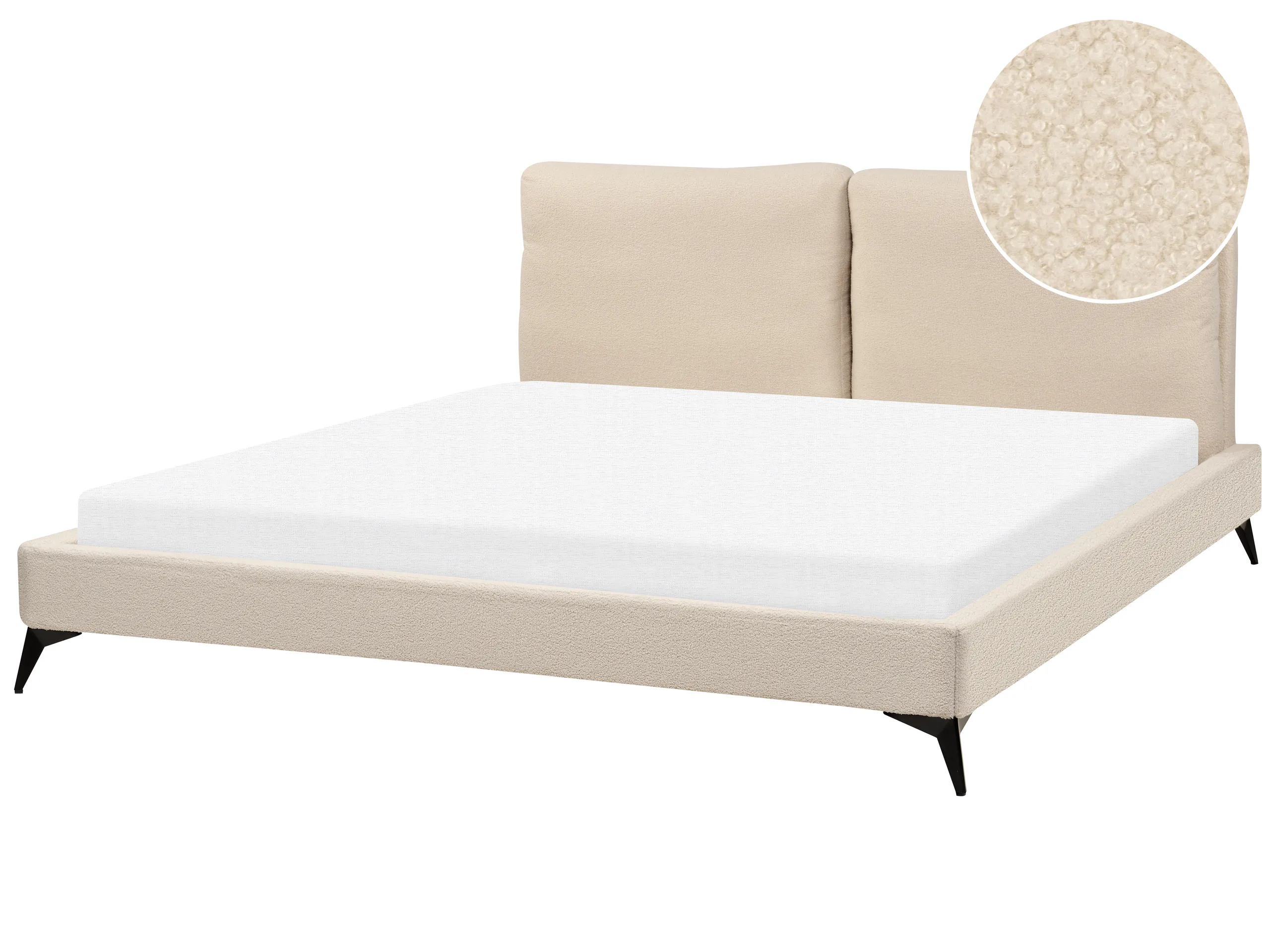 Cama Bouclé MELLE 180 x 200 cm Beige