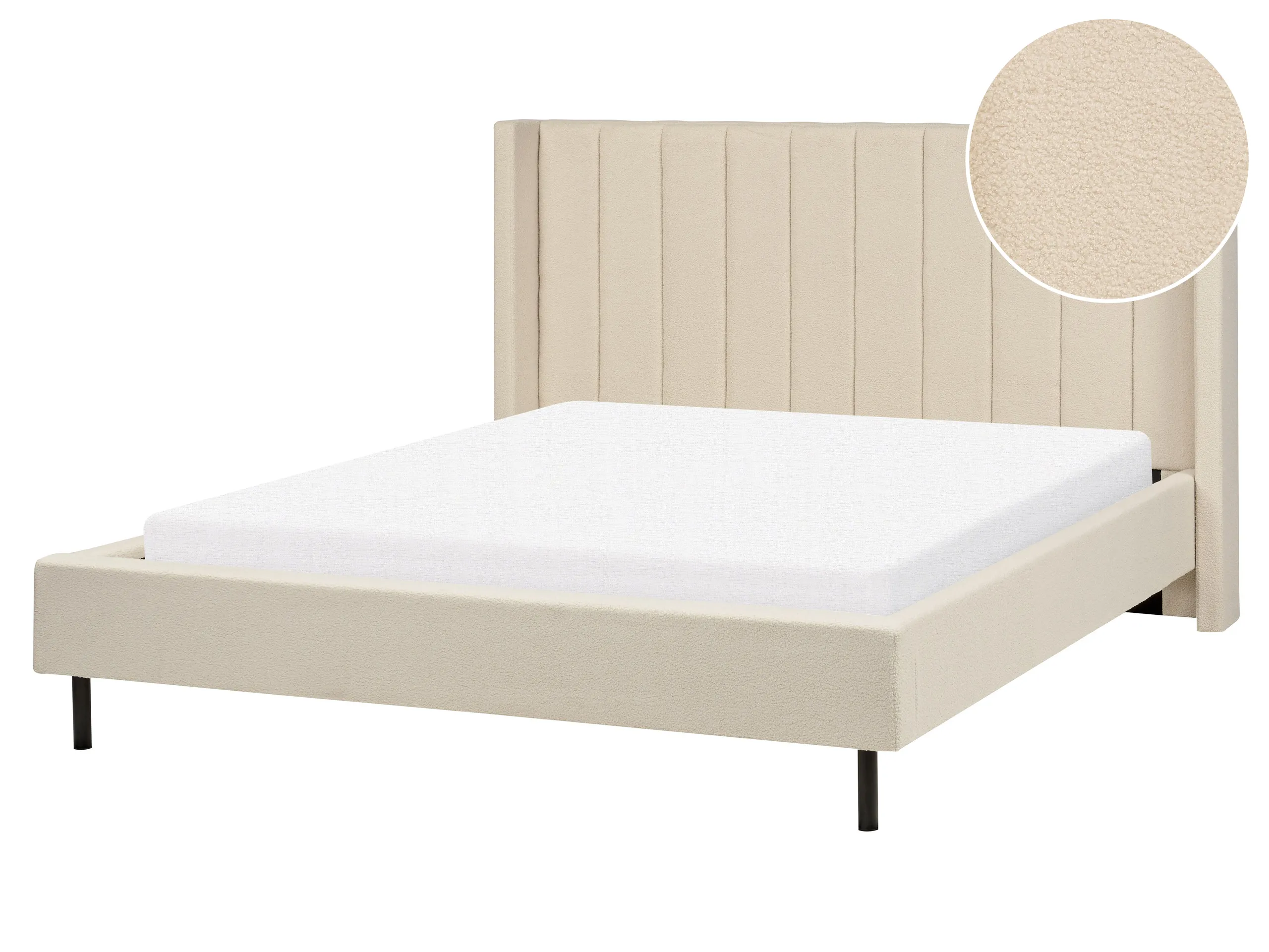 Cama Bouclé VILLETTE 160 x 200 cm Beige
