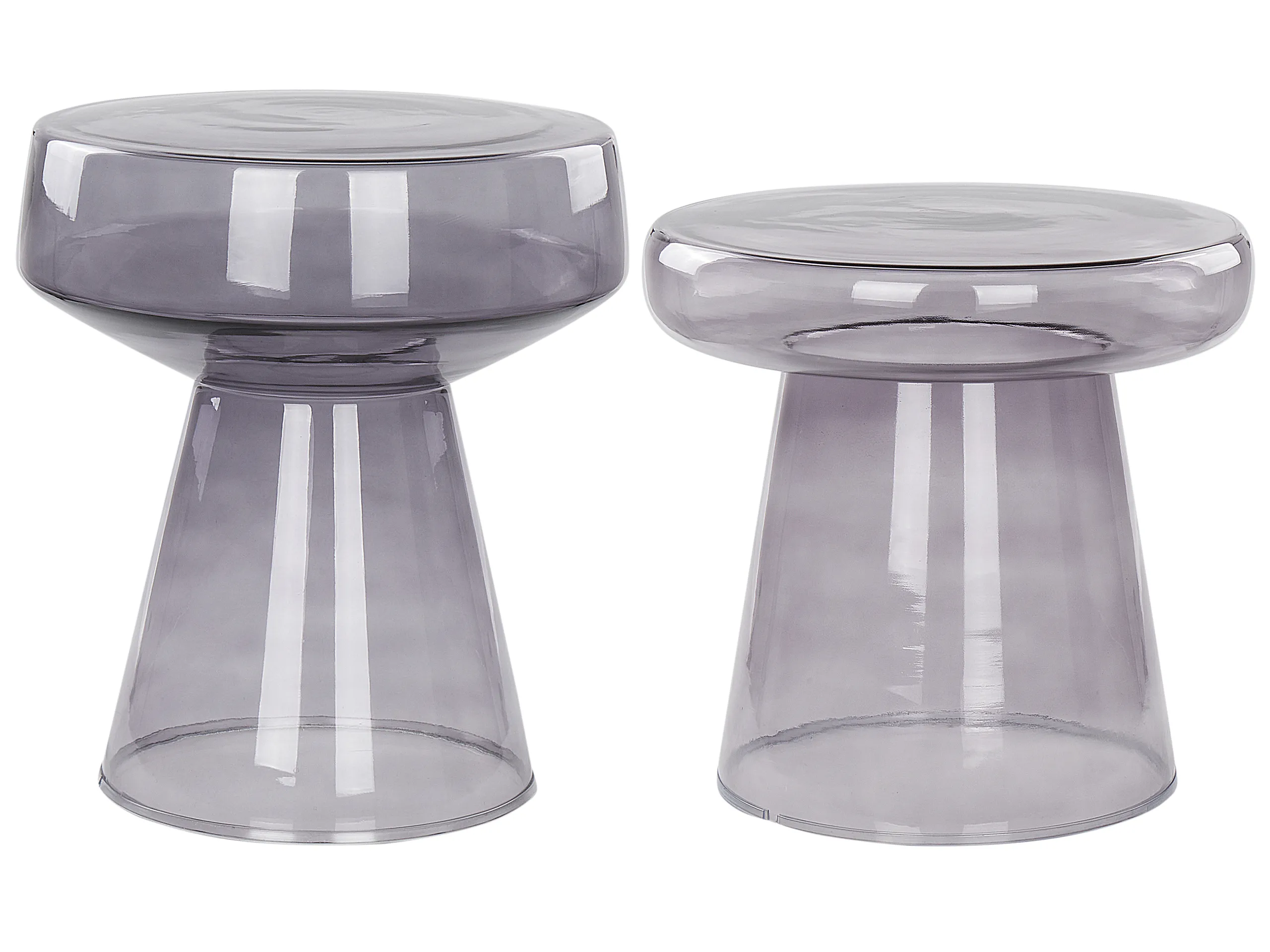 Conjunto de 2 mesas auxiliares LAGUNA/CALDERA Vidrio Gris