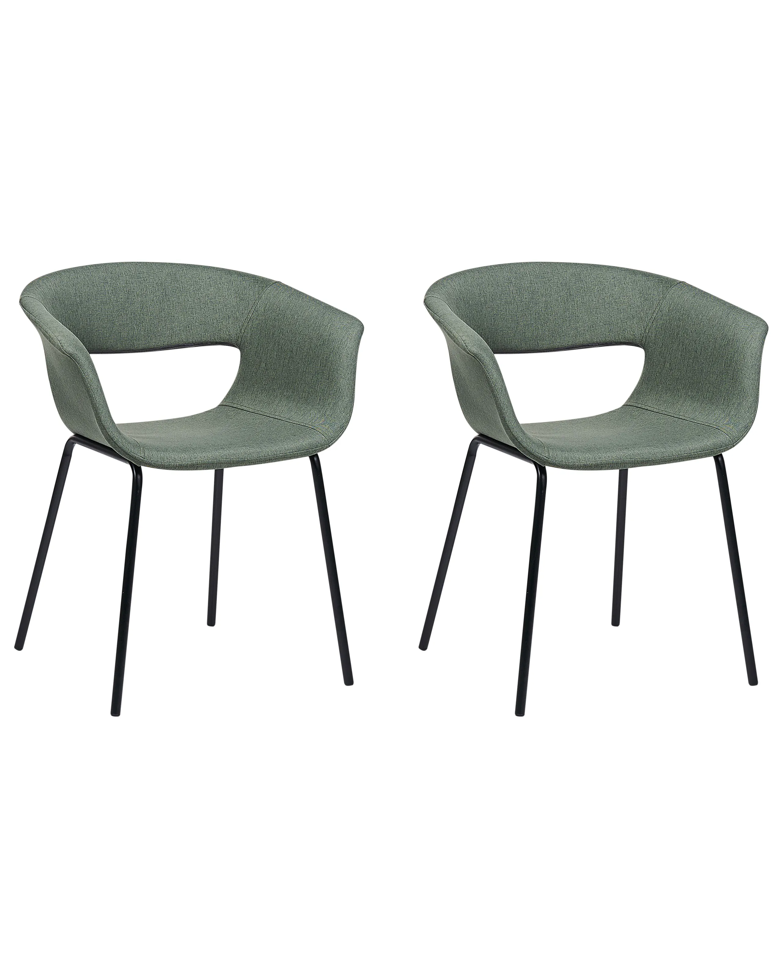Conjunto de 2 sillas de comedor ELMA Tela Verde oscuro