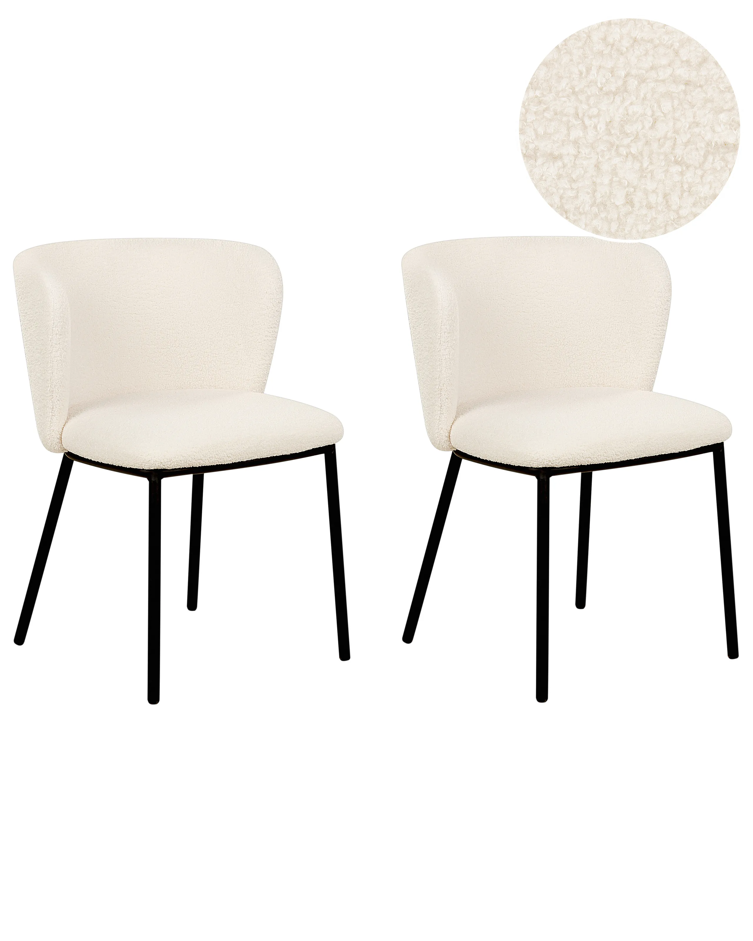 Conjunto de 2 sillas de comedor MINA Bouclé Blanco crema