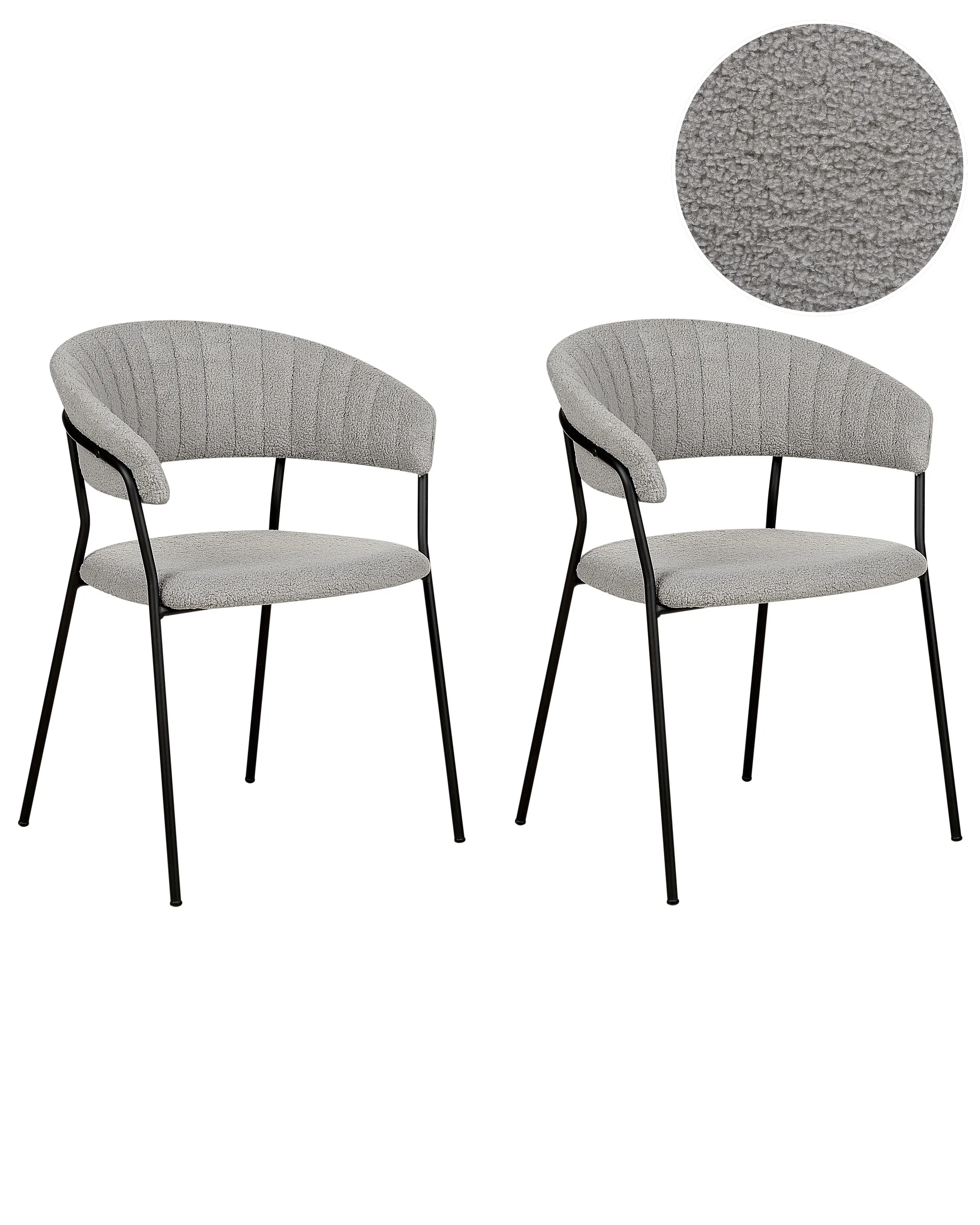 Conjunto de 2 sillas de comedor MARIPOSA Bouclé Gris
