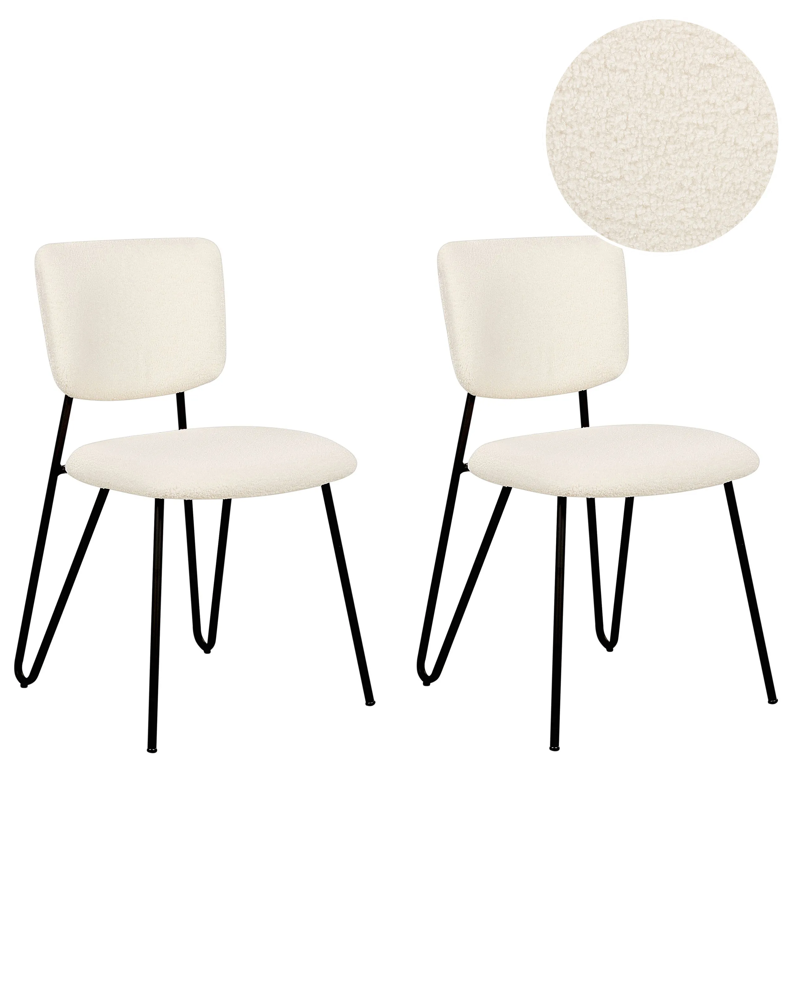 Conjunto de 2 sillas de comedor NELKO Bouclé Blanco crema