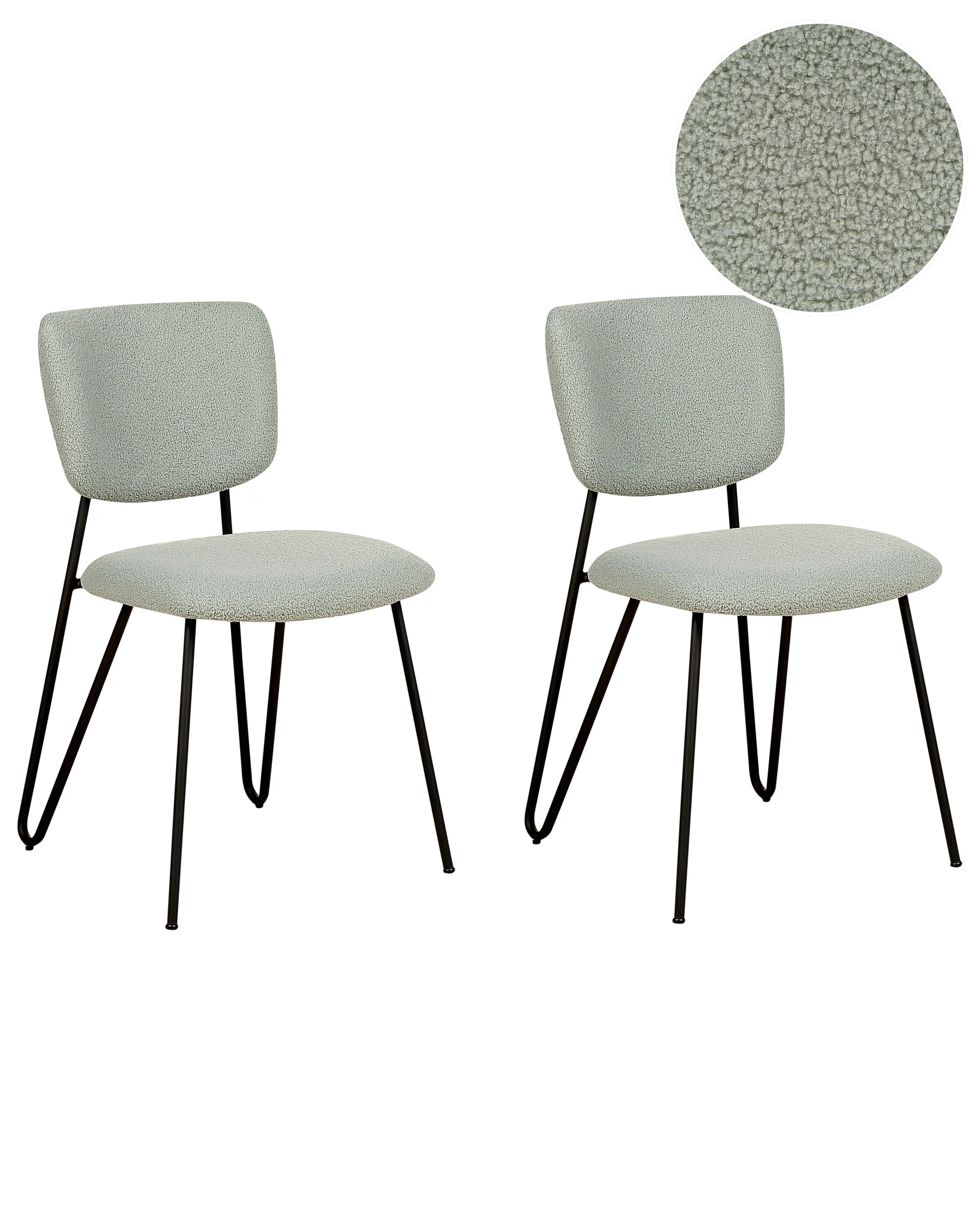 Conjunto de 2 sillas de comedor NELKO Bouclé Verde claro