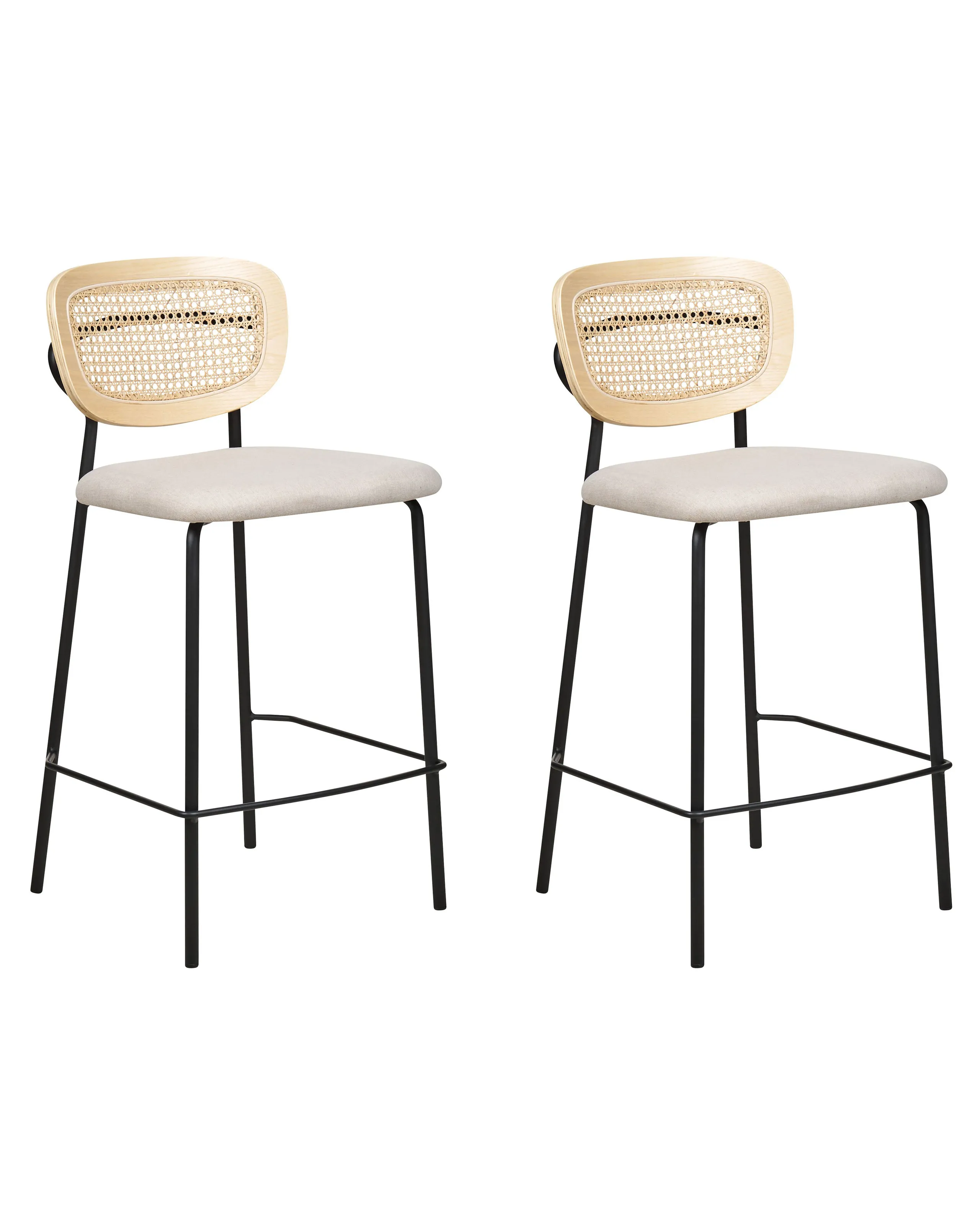 Conjunto de 2 sillas de bar MAYETTA Ratán Beige claro