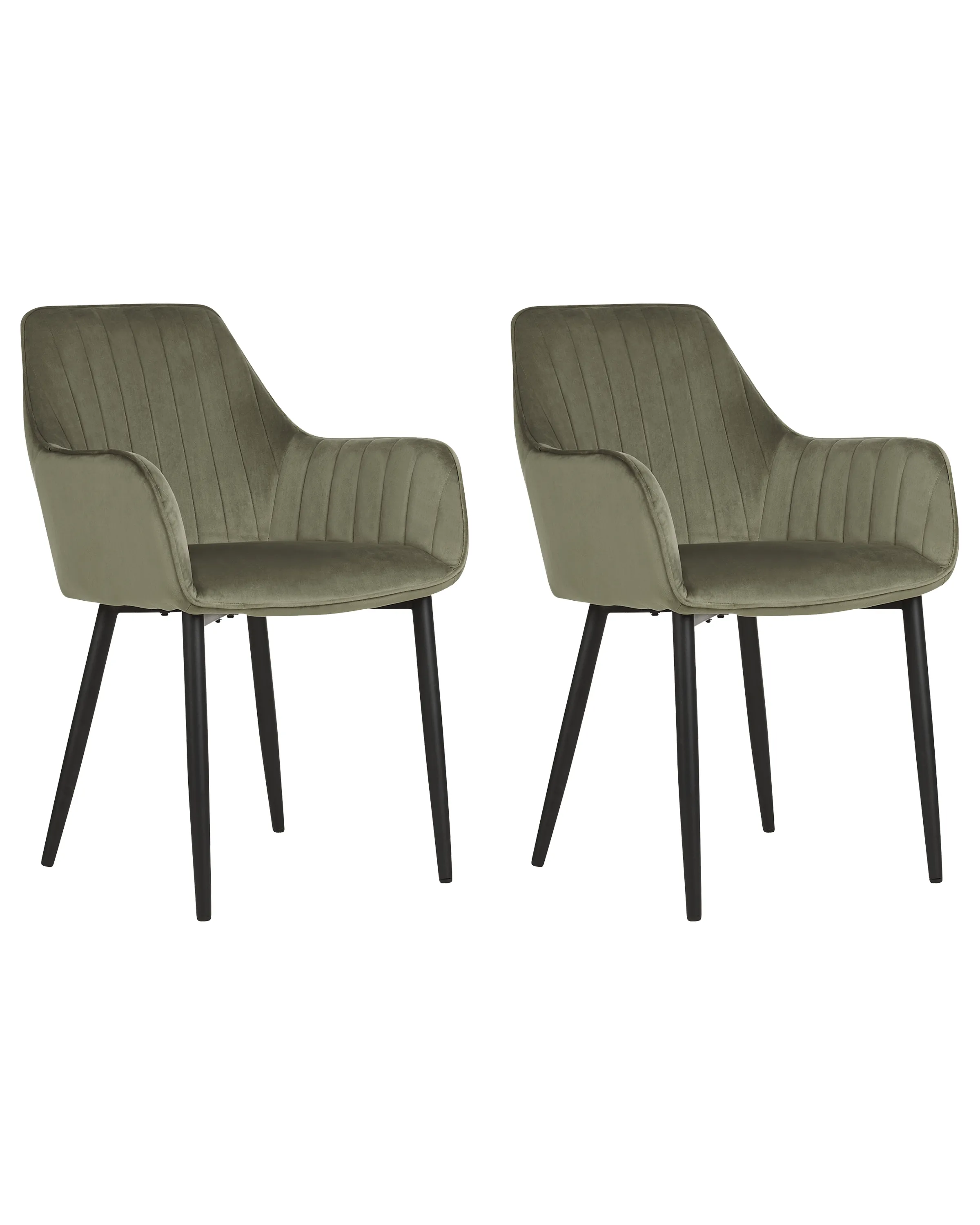 Conjunto de 2 sillas de comedor WELLSTON Terciopelo Verde oliva