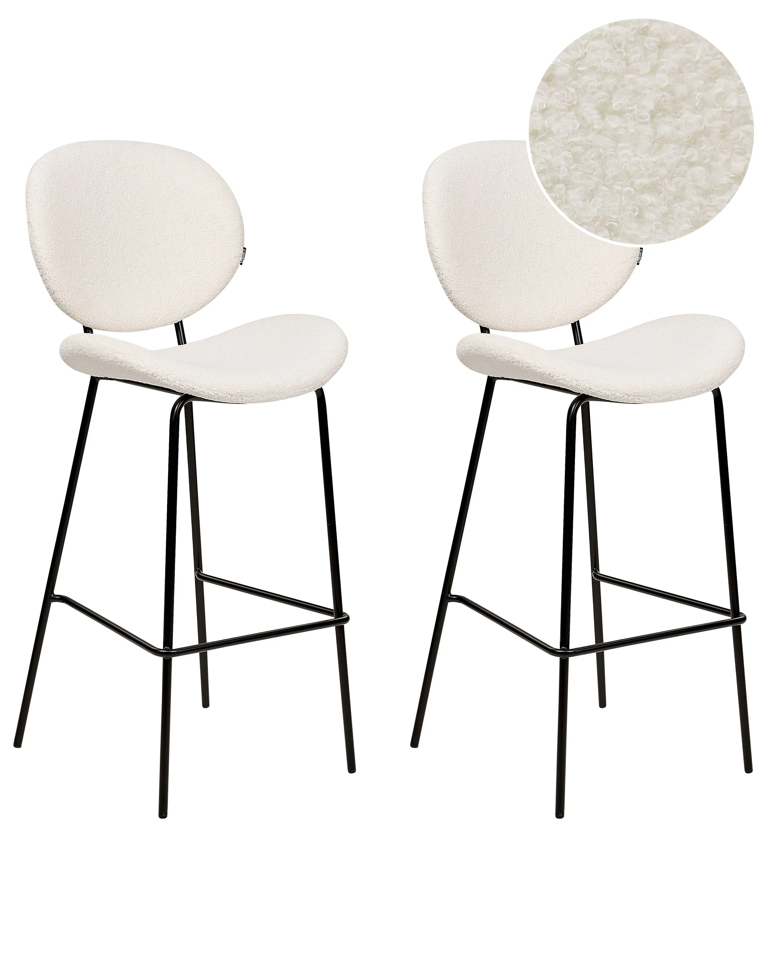 Conjunto de 2 sillas de bar LUANA Bouclé Blanco