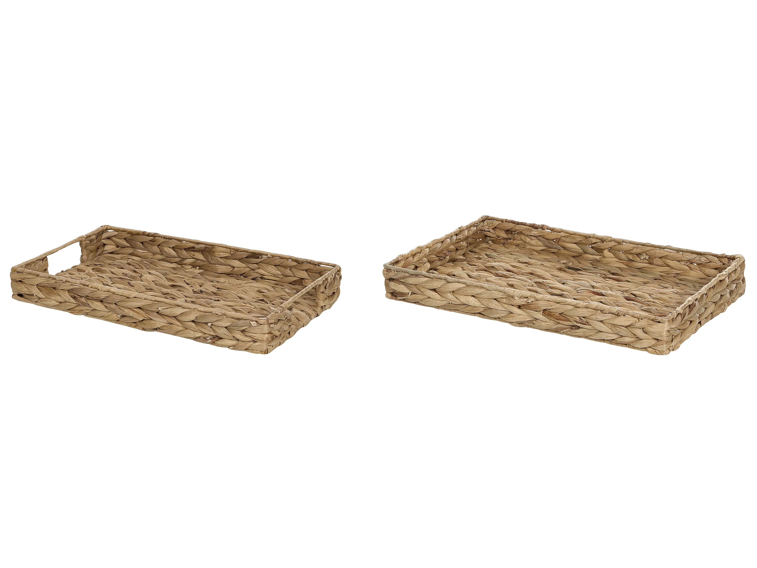 Conjunto de 2 bandejas decorativas KONTUM Mimbre Natural