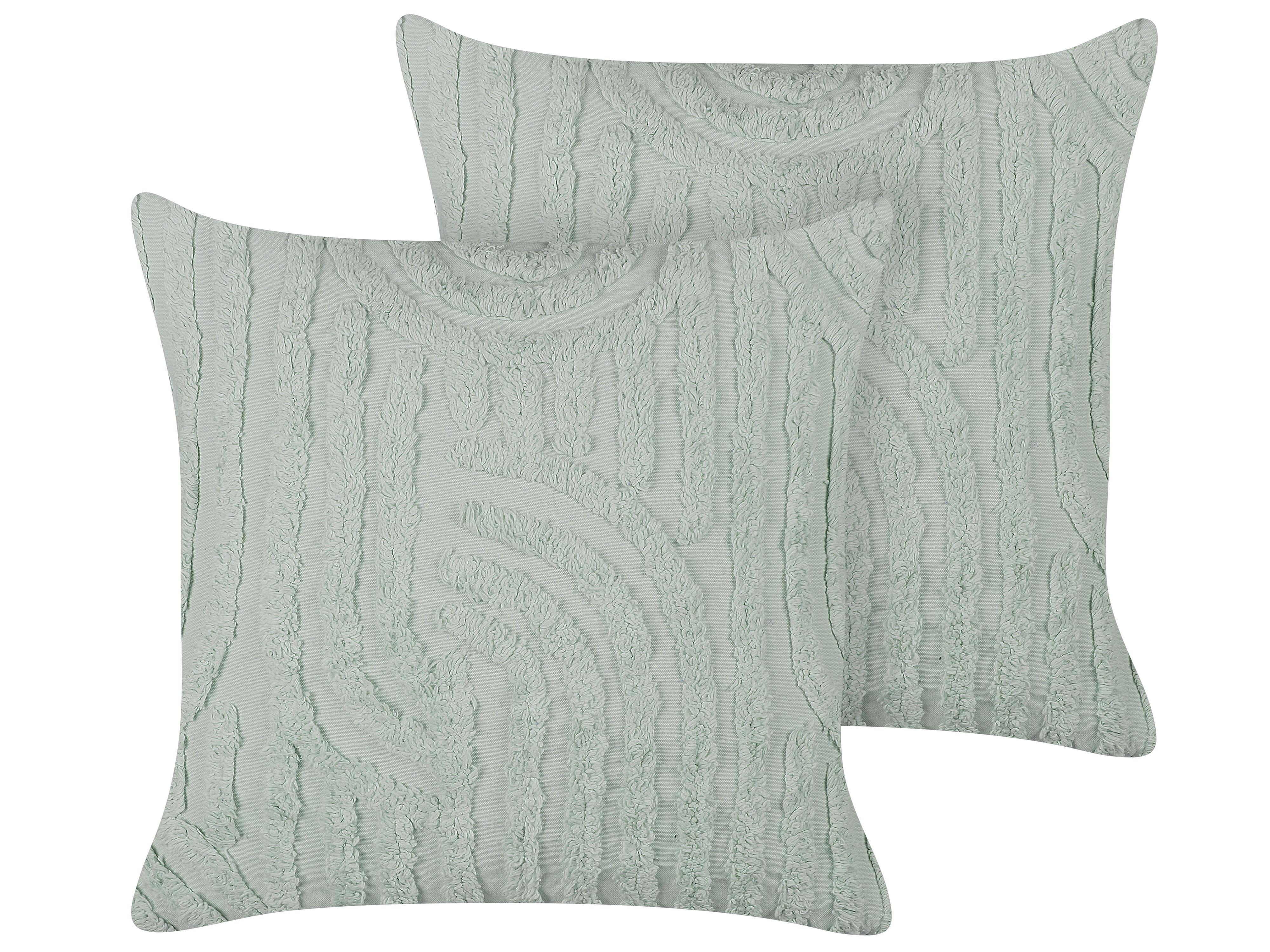 Conjunto de 2 cojines decorativos TELLIMA Algodón 45 x 45 cm Verde menta Patrón geométrico