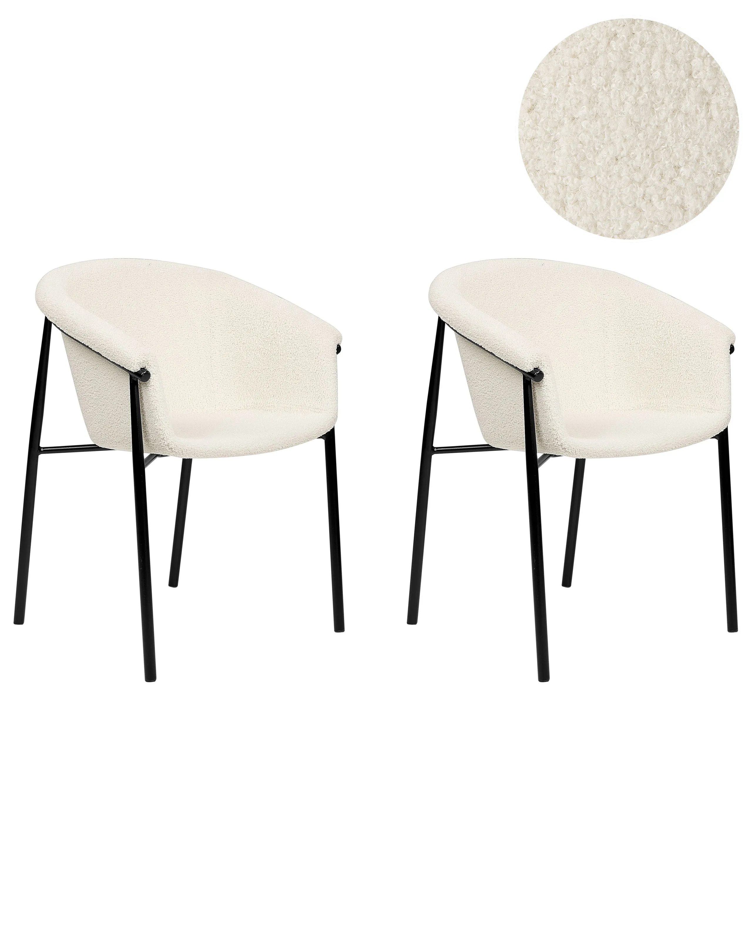 Conjunto de 2 sillas de comedor AMES Bouclé Blanco crema