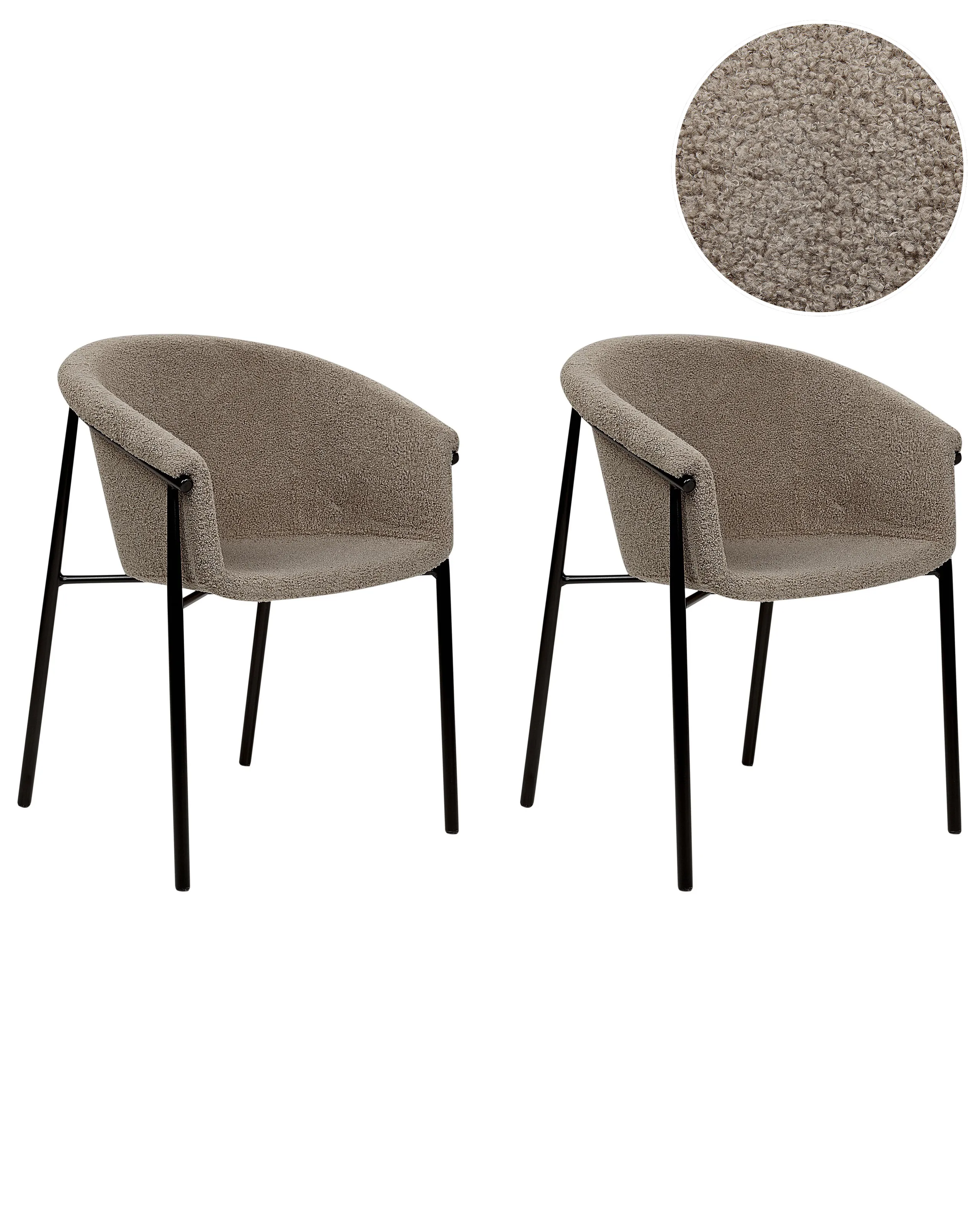 Conjunto de 2 sillas de comedor AMES Bouclé Gris pardo
