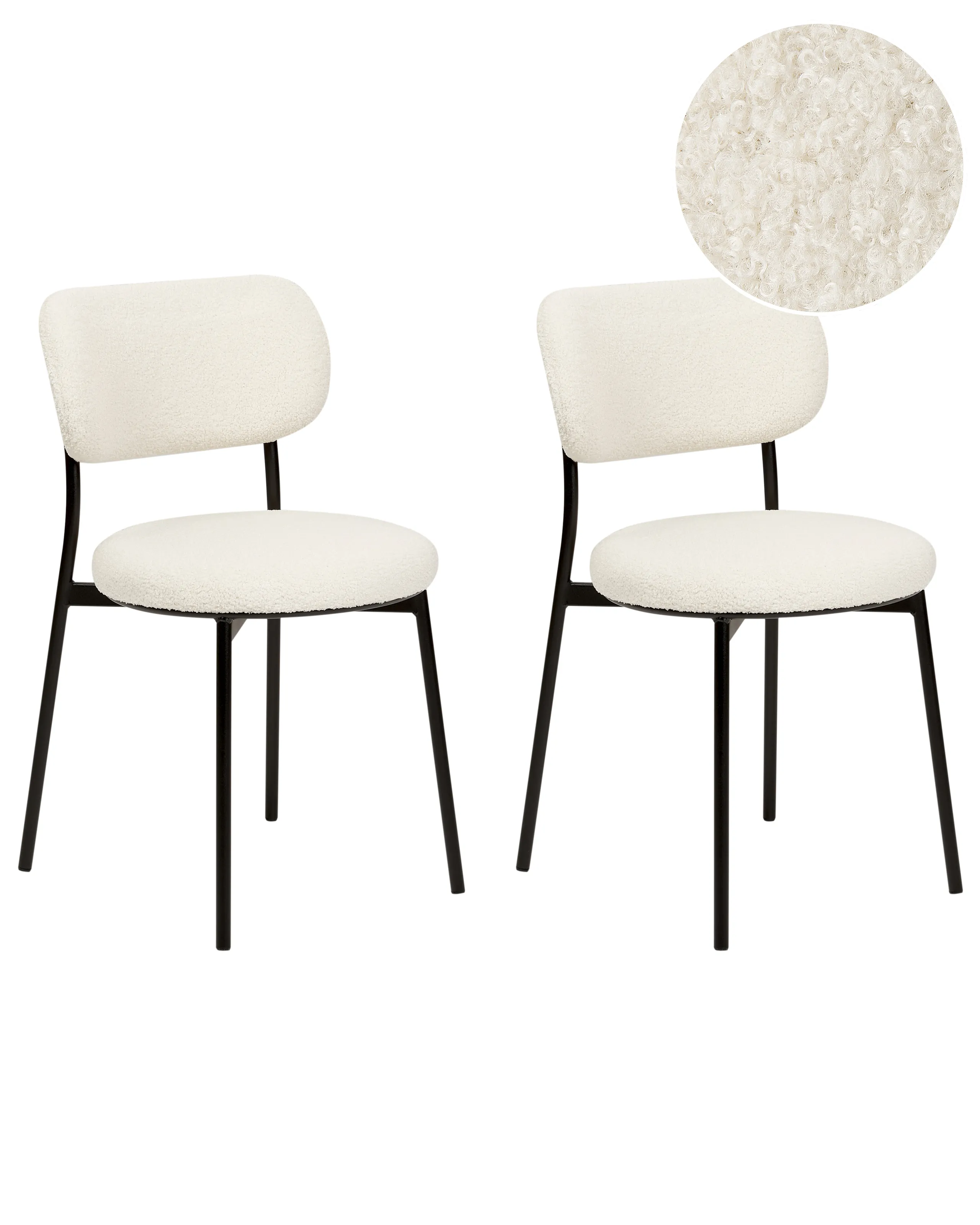 Conjunto de 2 sillas de comedor CASEY Bouclé Blanco crema