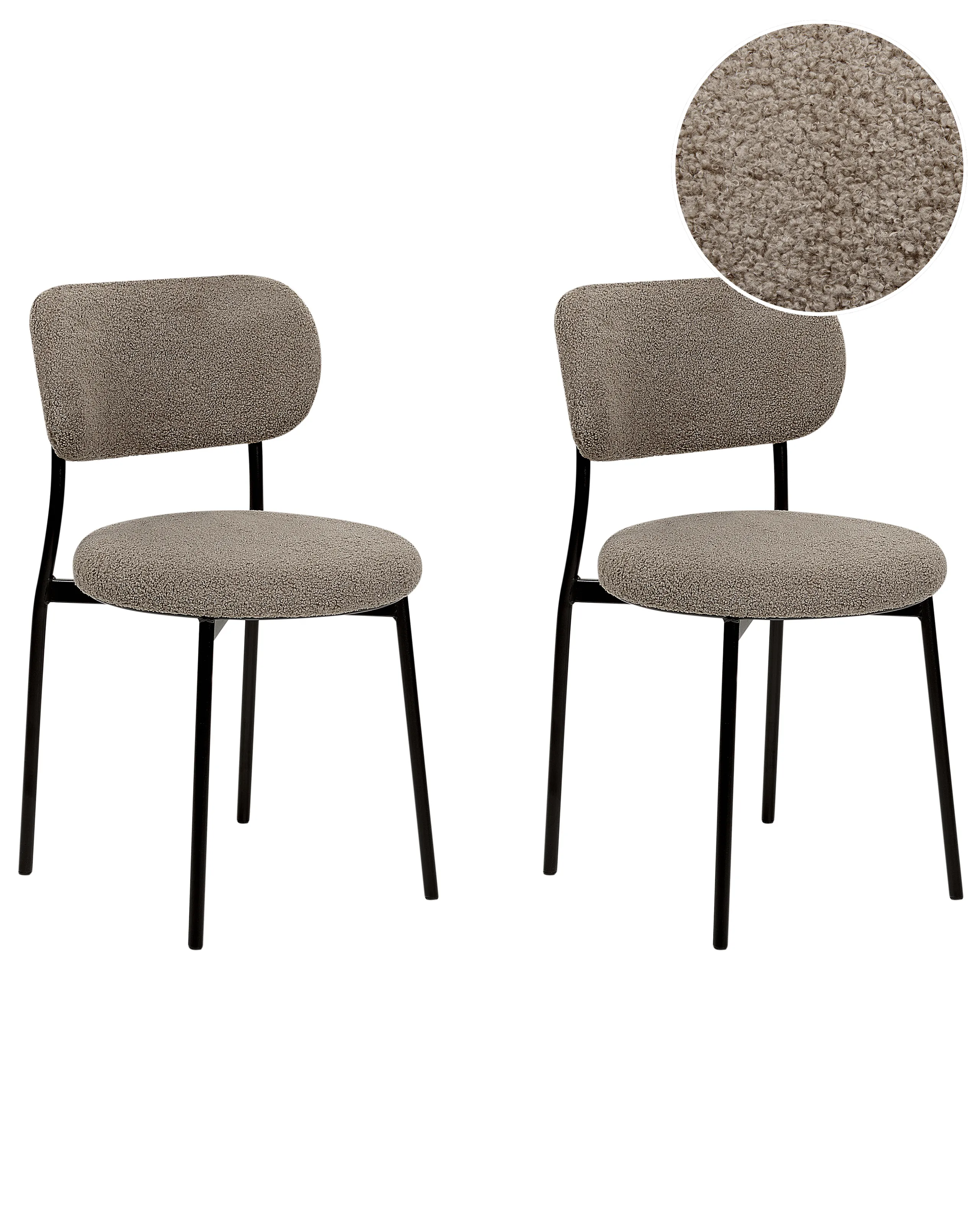 Conjunto de 2 sillas de comedor CASEY Bouclé Gris pardo