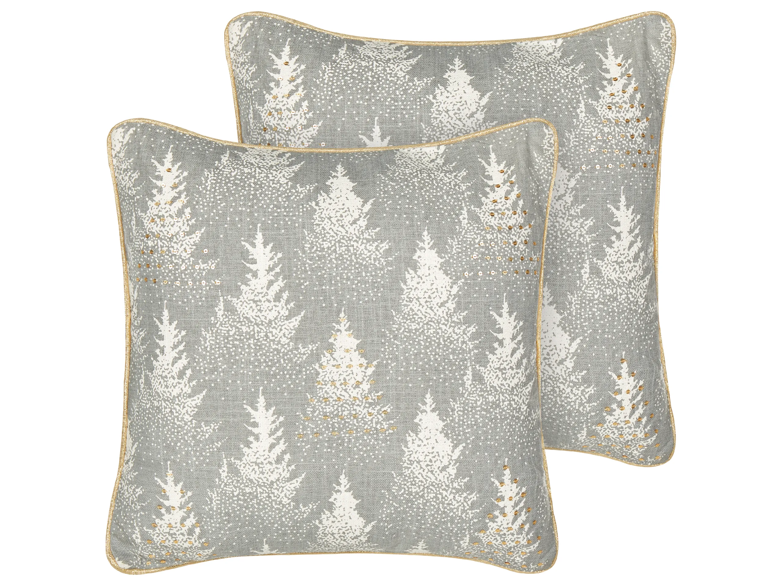 Conjunto de 2 cojines decorativos BILLBERGIA Algodón 45 x 45 cm Gris Patrón navideño