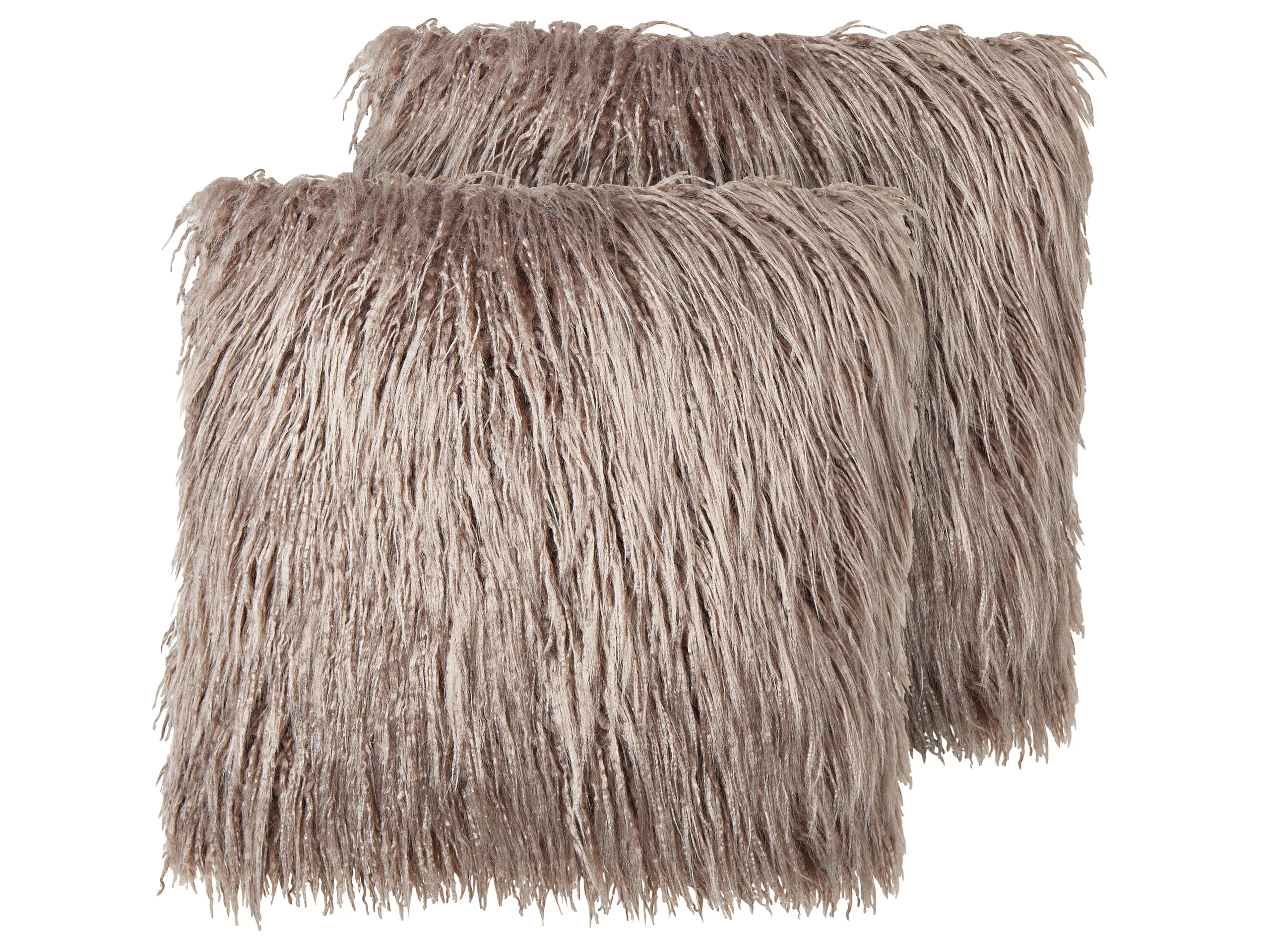 Conjunto de 2 cojines decorativos COROKIA Pelo sintético 45 x 45 cm Beige Liso