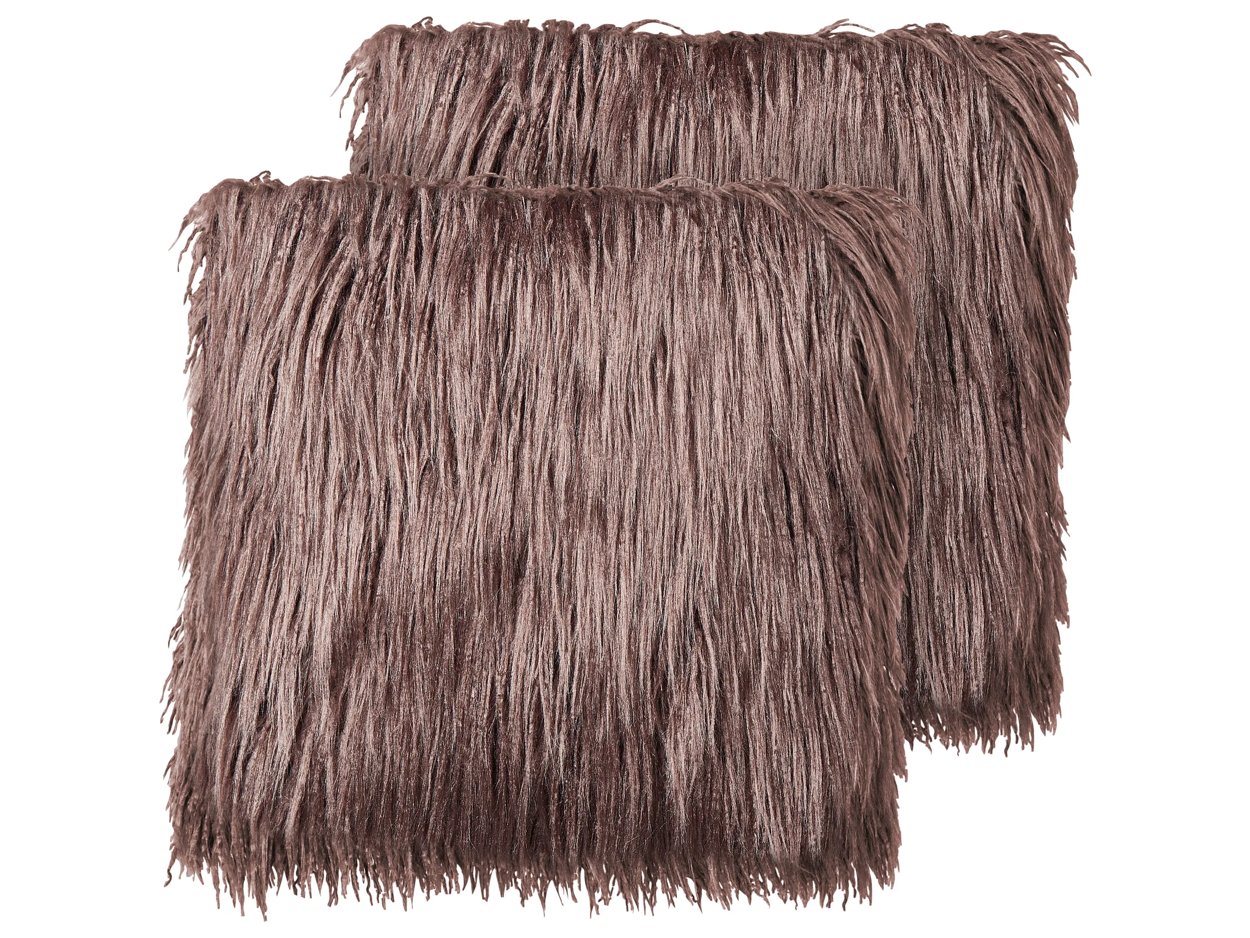 Conjunto de 2 cojines decorativos COROKIA Pelo sintético 45 x 45 cm Marrón Liso