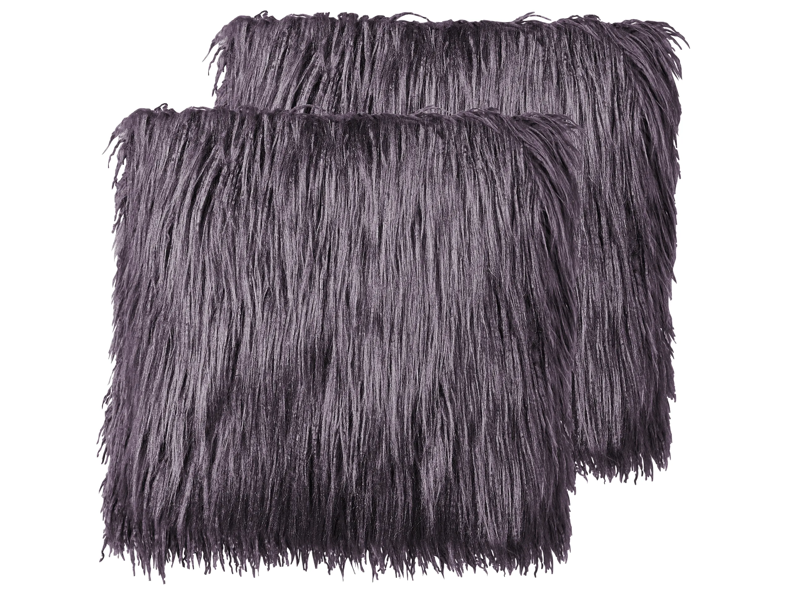 Conjunto de 2 cojines decorativos COROKIA Pelo sintético 45 x 45 cm Gris oscuro Liso