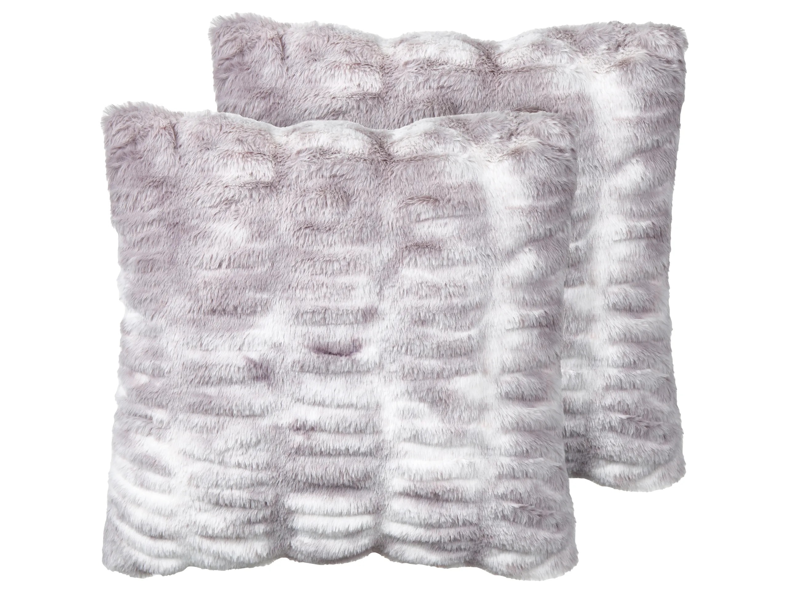 Conjunto de 2 cojines decorativos MACODES Pelo sintético 45 x 45 cm Gris claro Liso