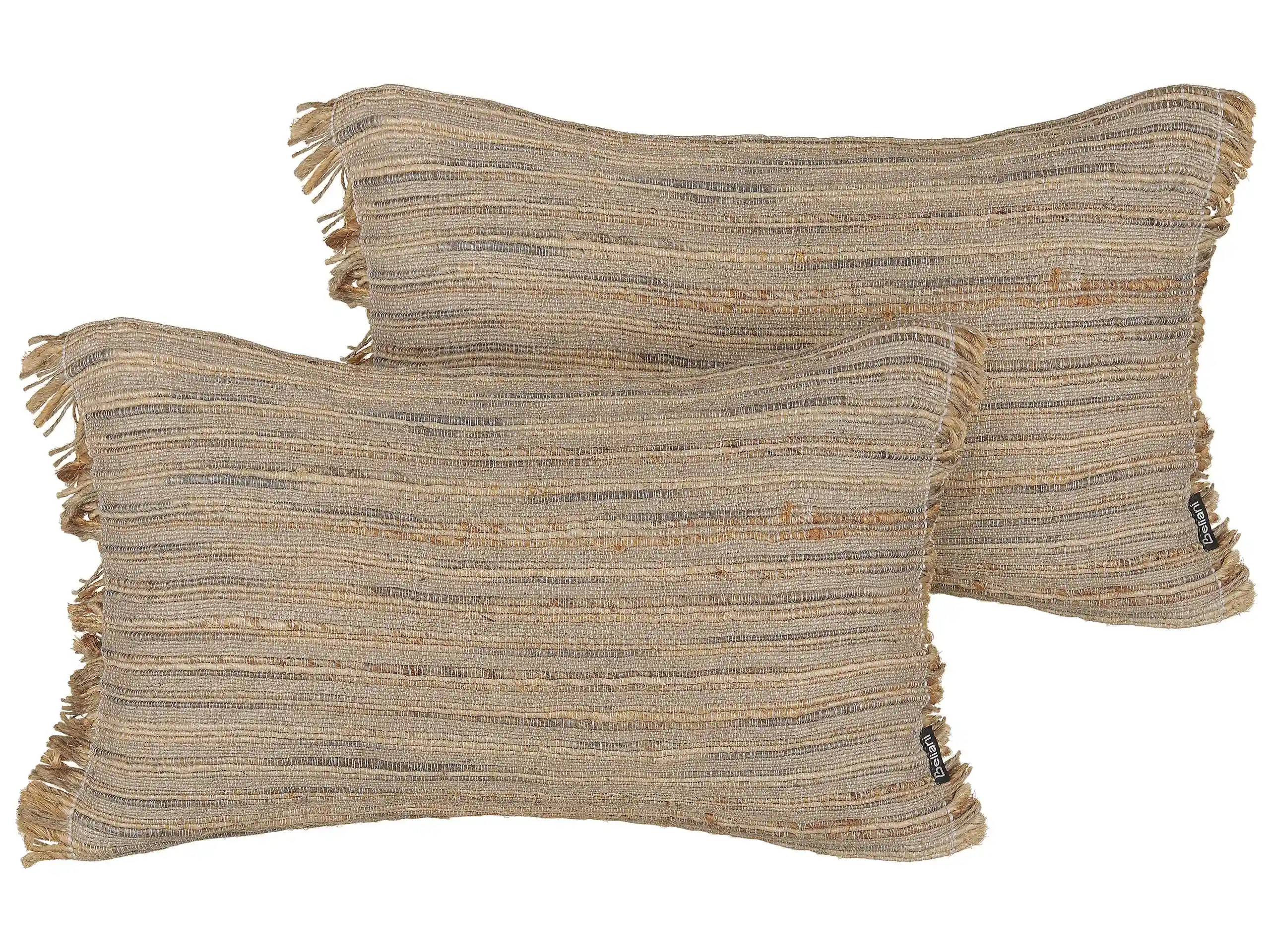 Cojín decorativo LEDUM Yute 30 x 50 cm Beige A rayas