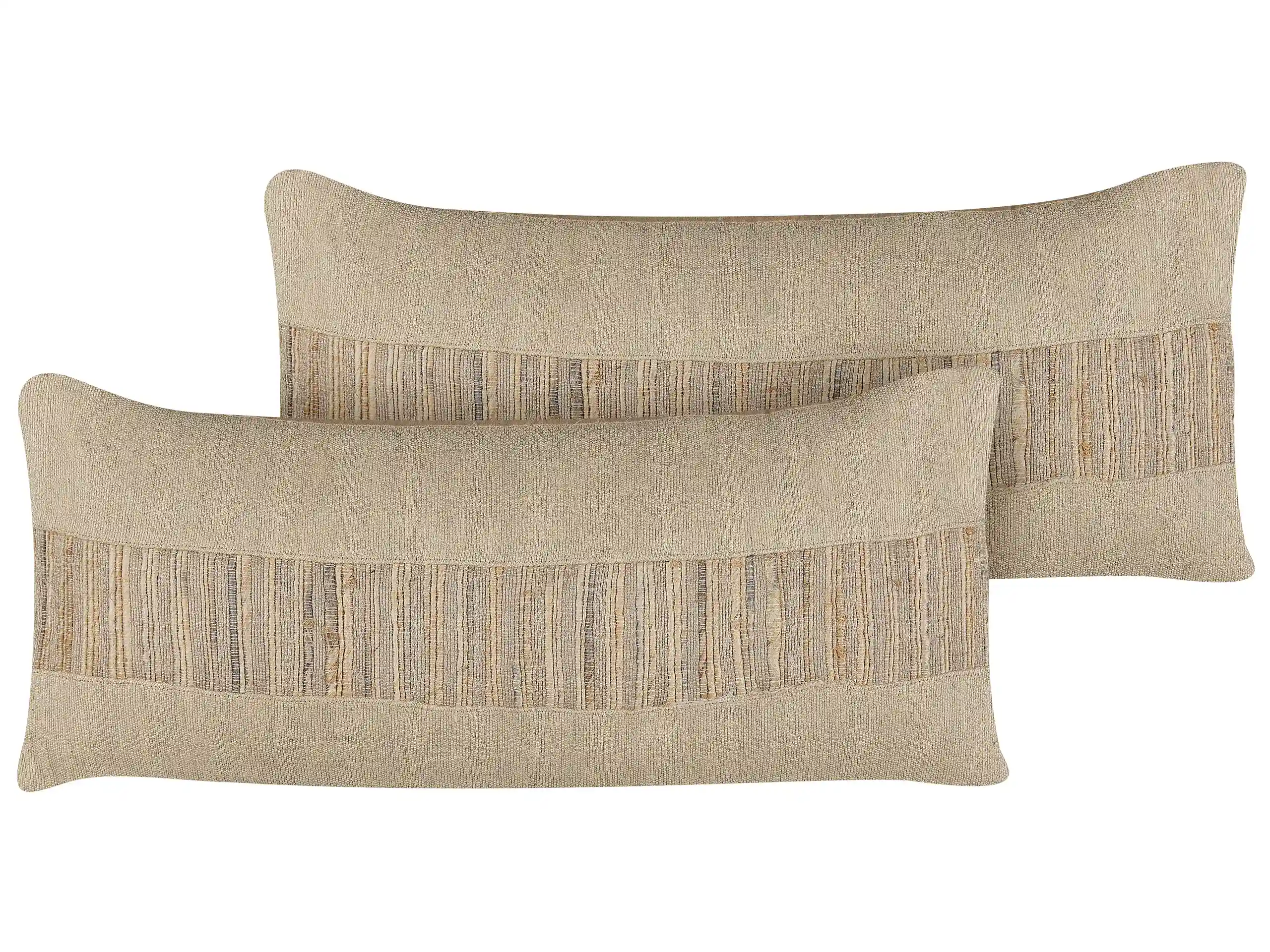 Conjunto de 2 cojines decorativos LUINA Yute 30 x 70 cm Beige Liso