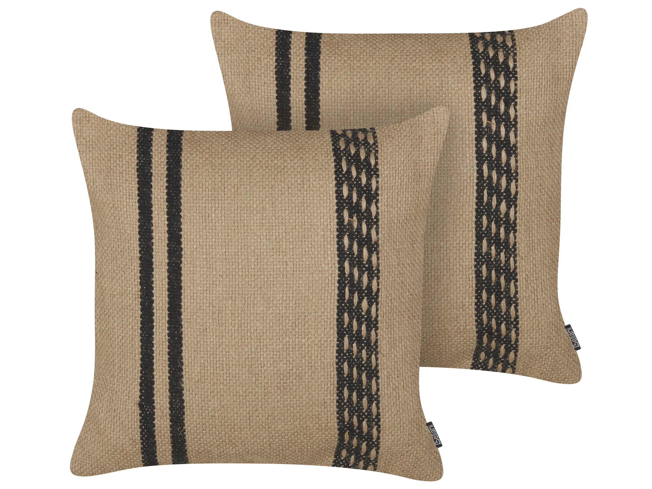 Conjunto de 2 cojines decorativos DESALIX Yute 45 x 45 cm Beige A rayas