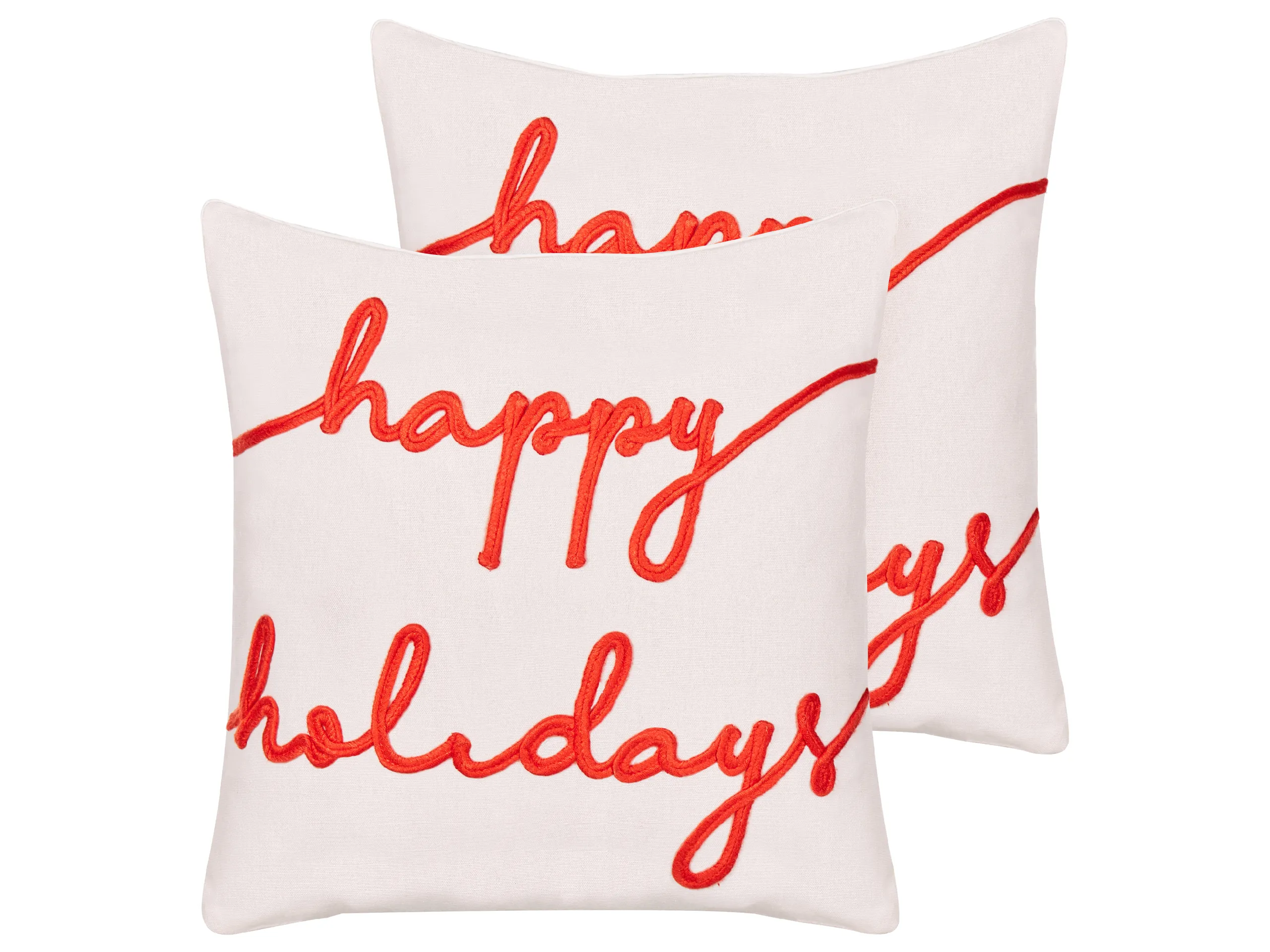 Conjunto de 2 cojines decorativos EXACUM Terciopelo 45 x 45 cm Blanco Patrón navideño