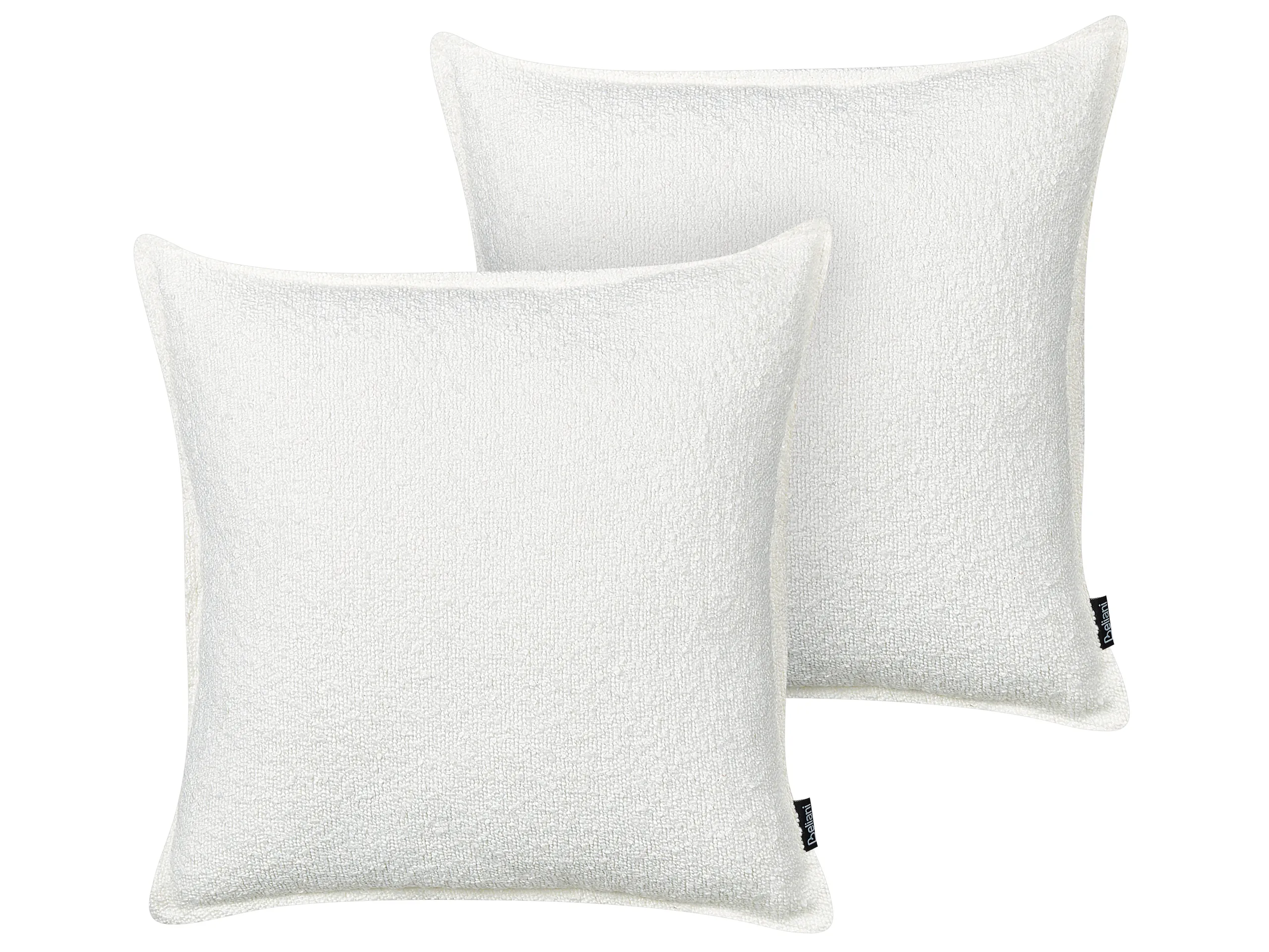 Conjunto de 2 cojines decorativos SENECIA Bouclé 45 x 45 cm Blanco crema Liso