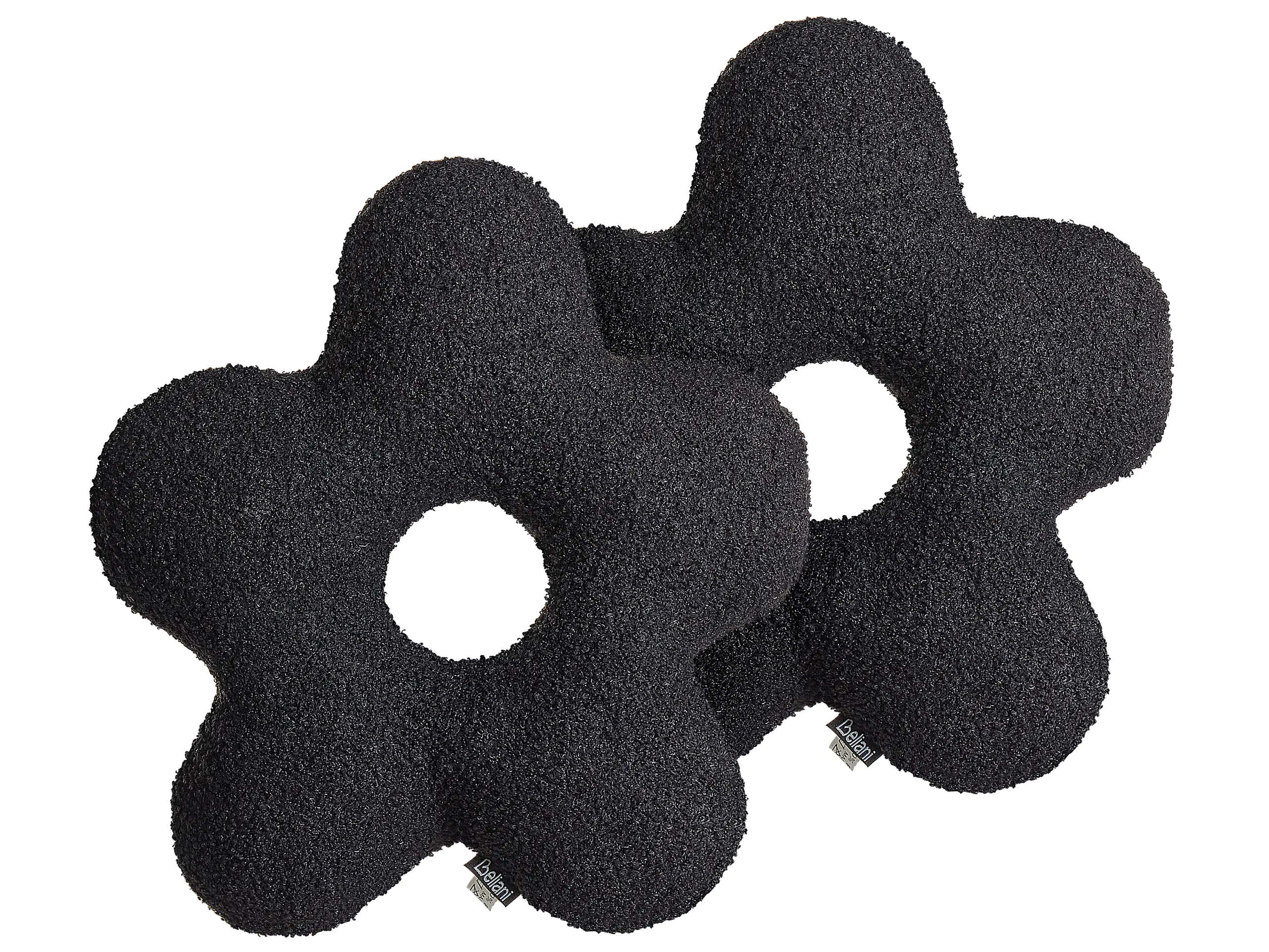 Conjunto de 2 cojines decorativos CAMPONULA Bouclé 40 x 40 cm Negro Liso
