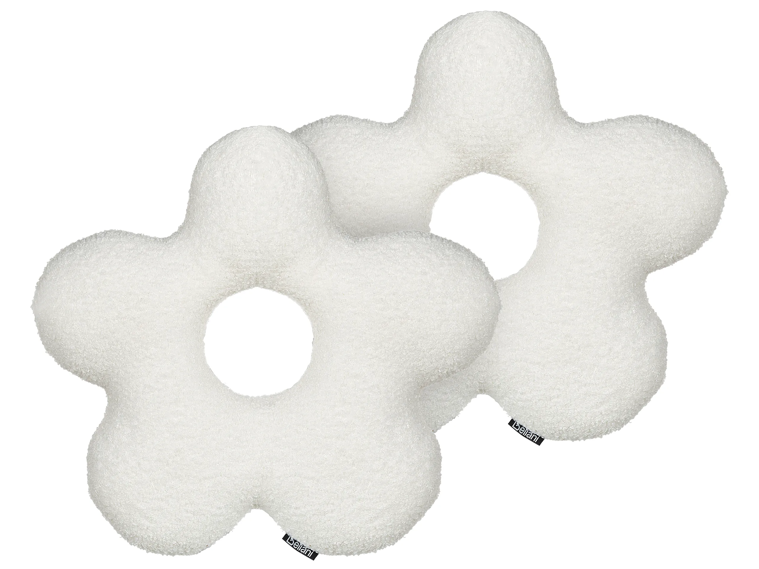 Conjunto de 2 cojines decorativos CAMPONULA Bouclé 40 x 40 cm Blanco crema Liso